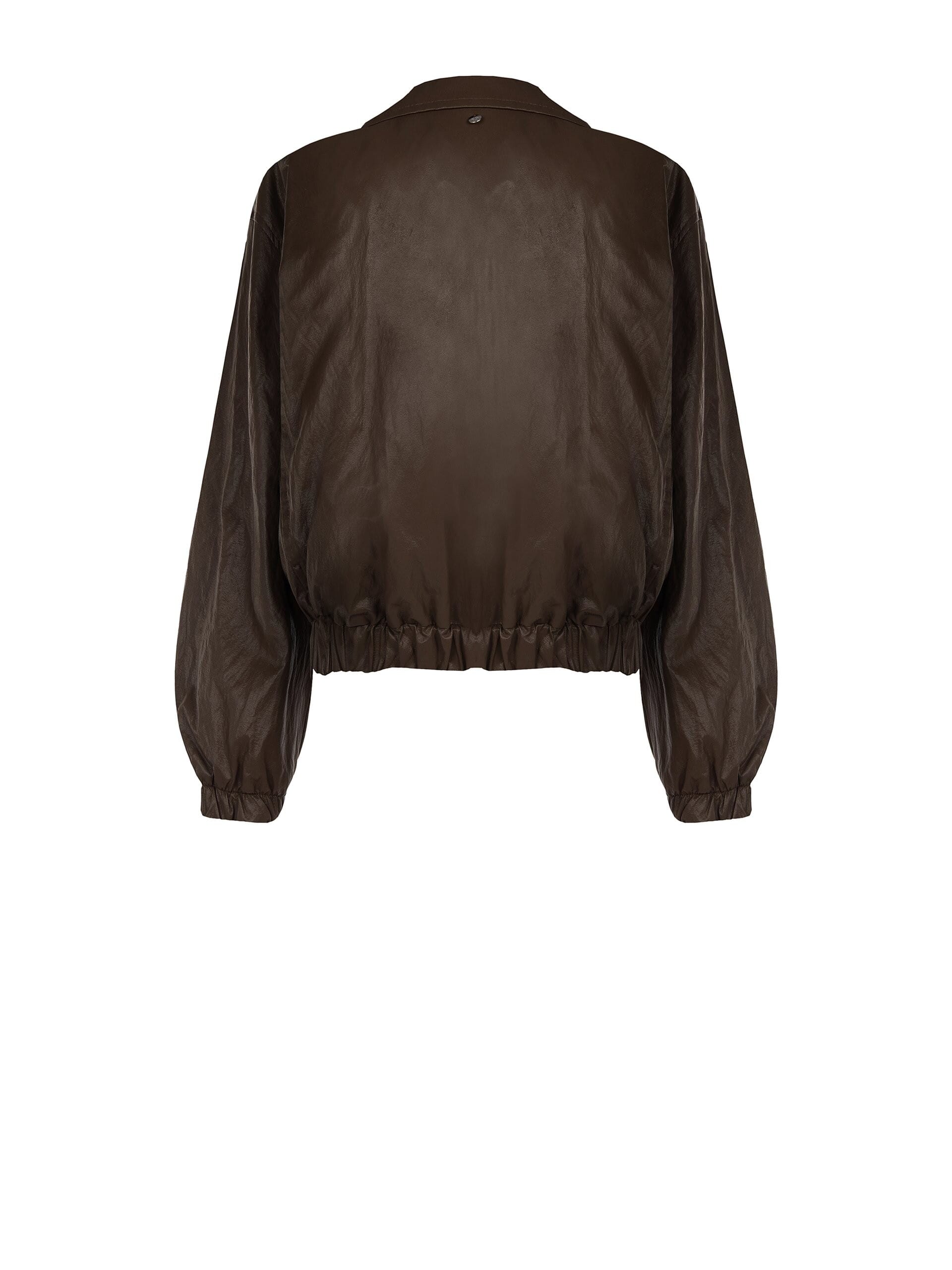 Lightly Crumpled Leatherette Bomber Jacket Rinascimento