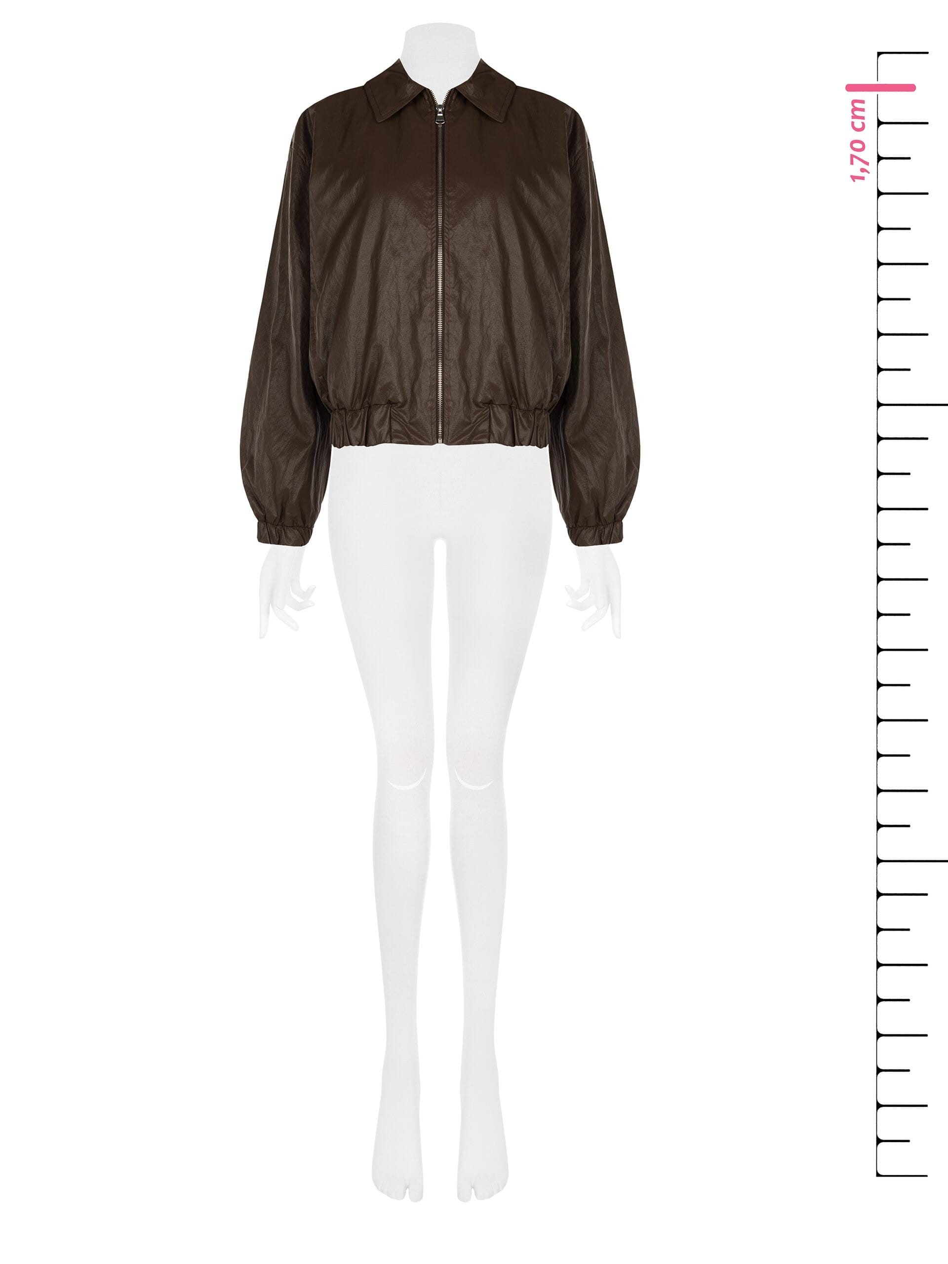 Lightly Crumpled Leatherette Bomber Jacket Rinascimento