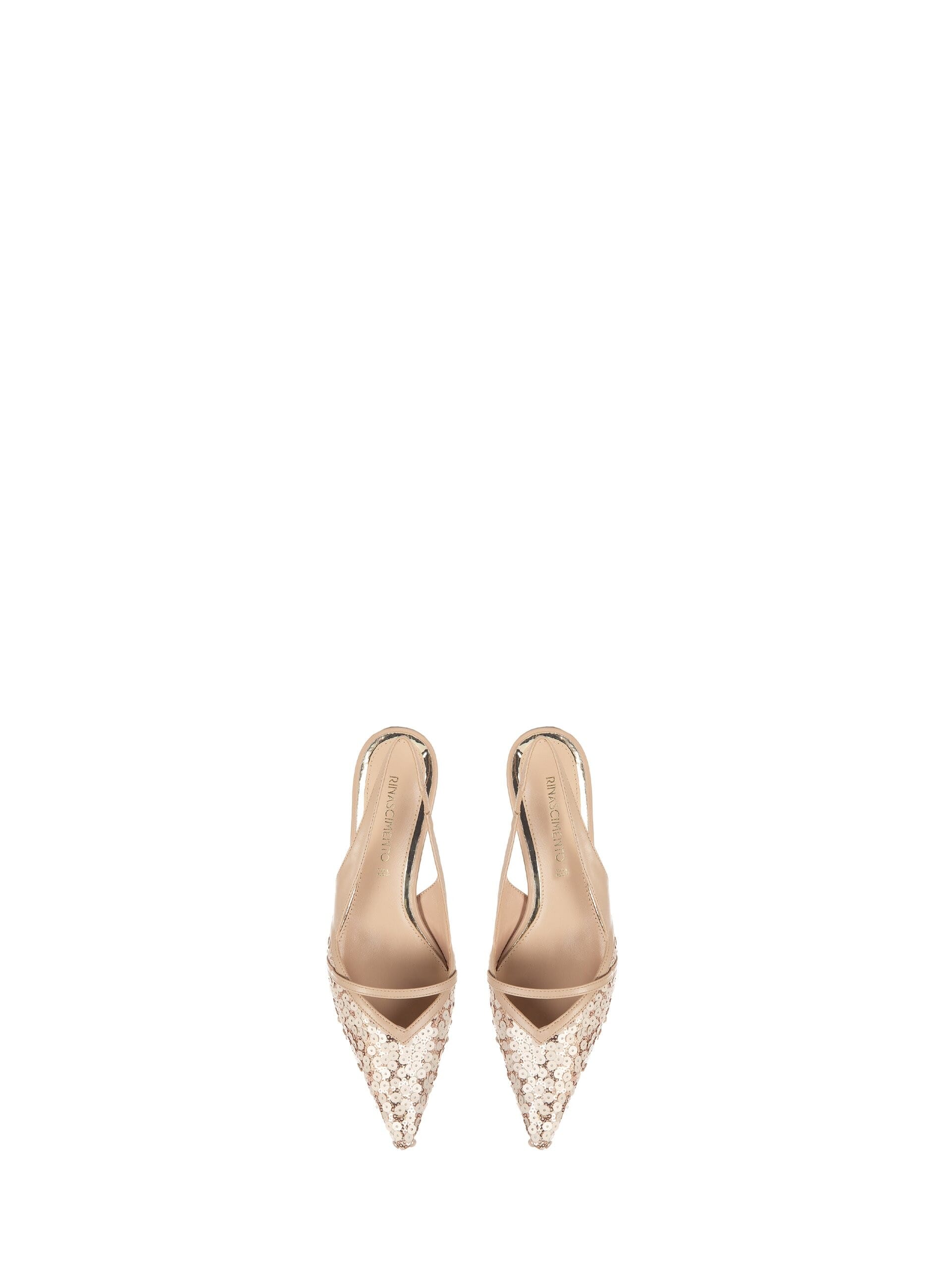 Sequined Slingback Pumps With Kitten Heel Rinascimento