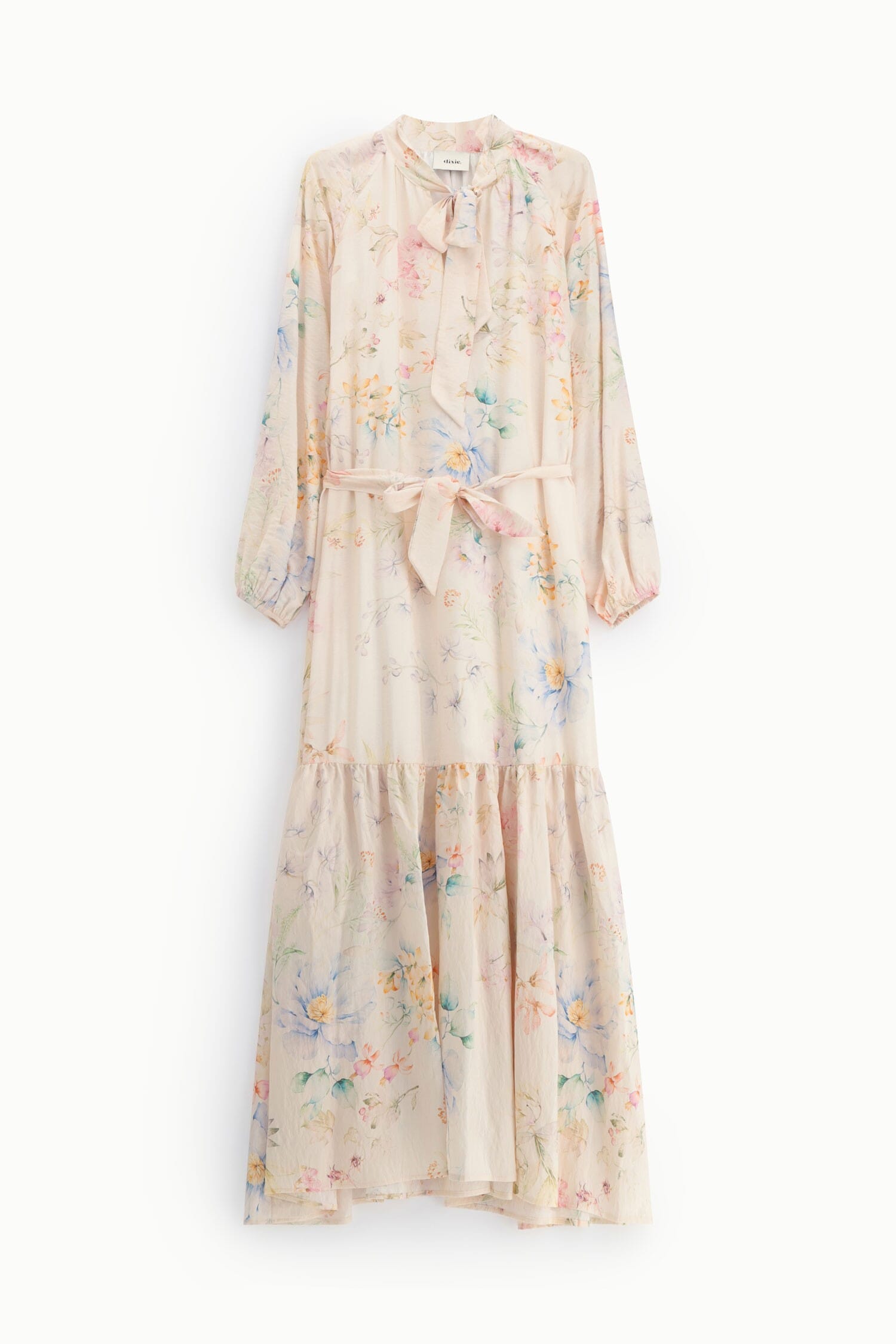 Long Floral Print Dress With Dixie Belt