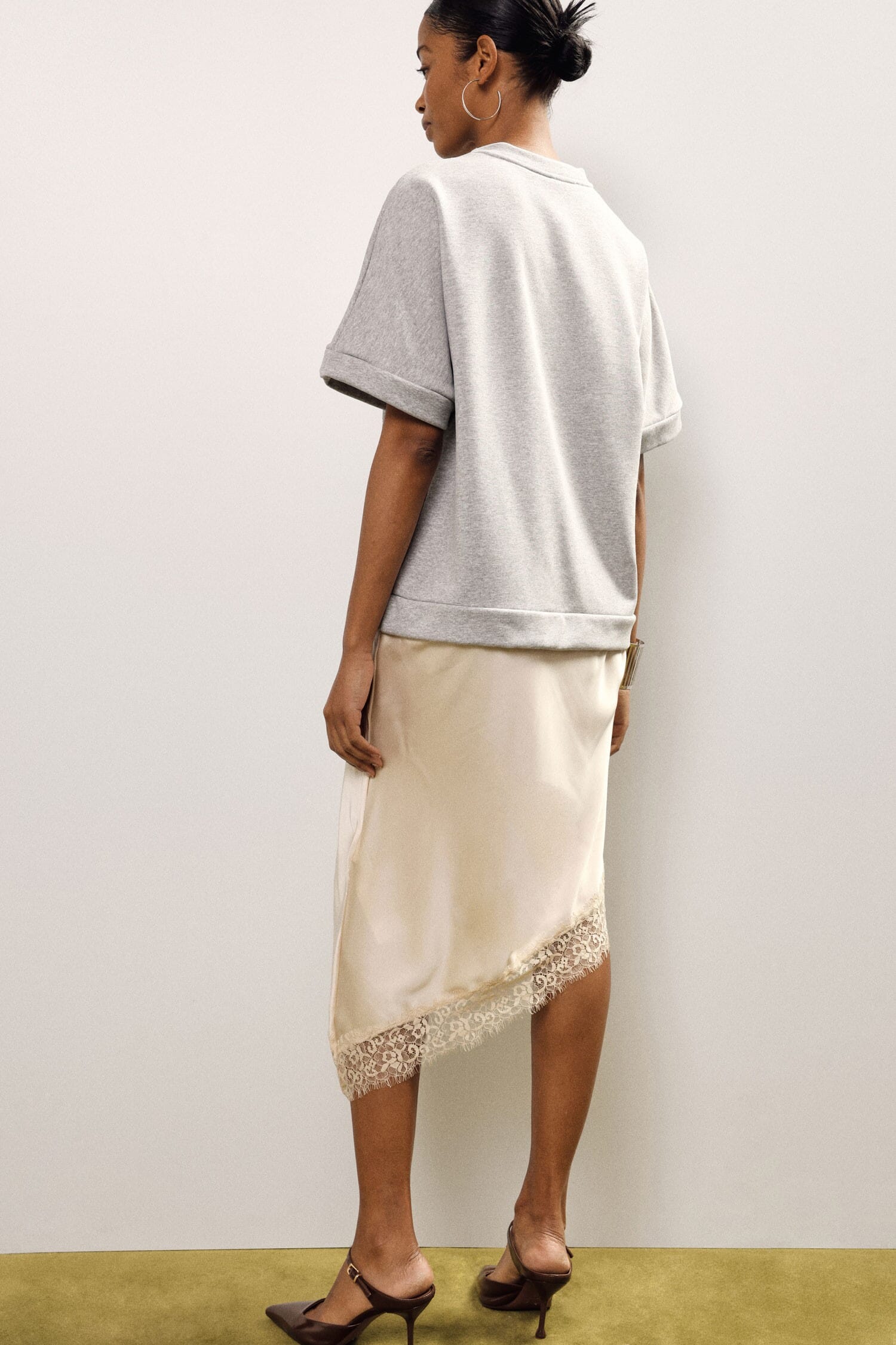 Midi Dress With Short Sleeves And Asymmetrical Bottom Dixie