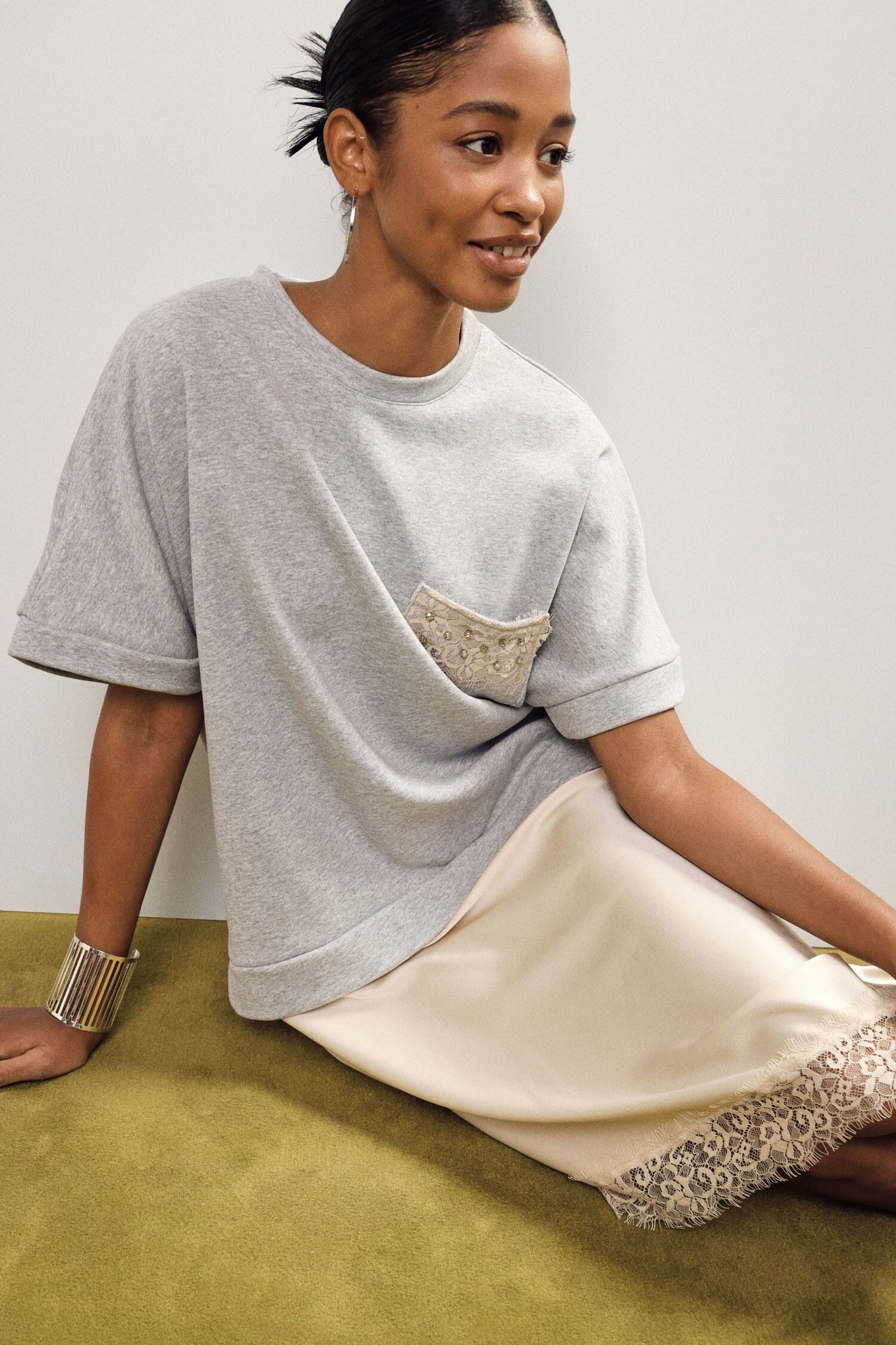 Midi Dress With Short Sleeves And Asymmetrical Bottom Dixie