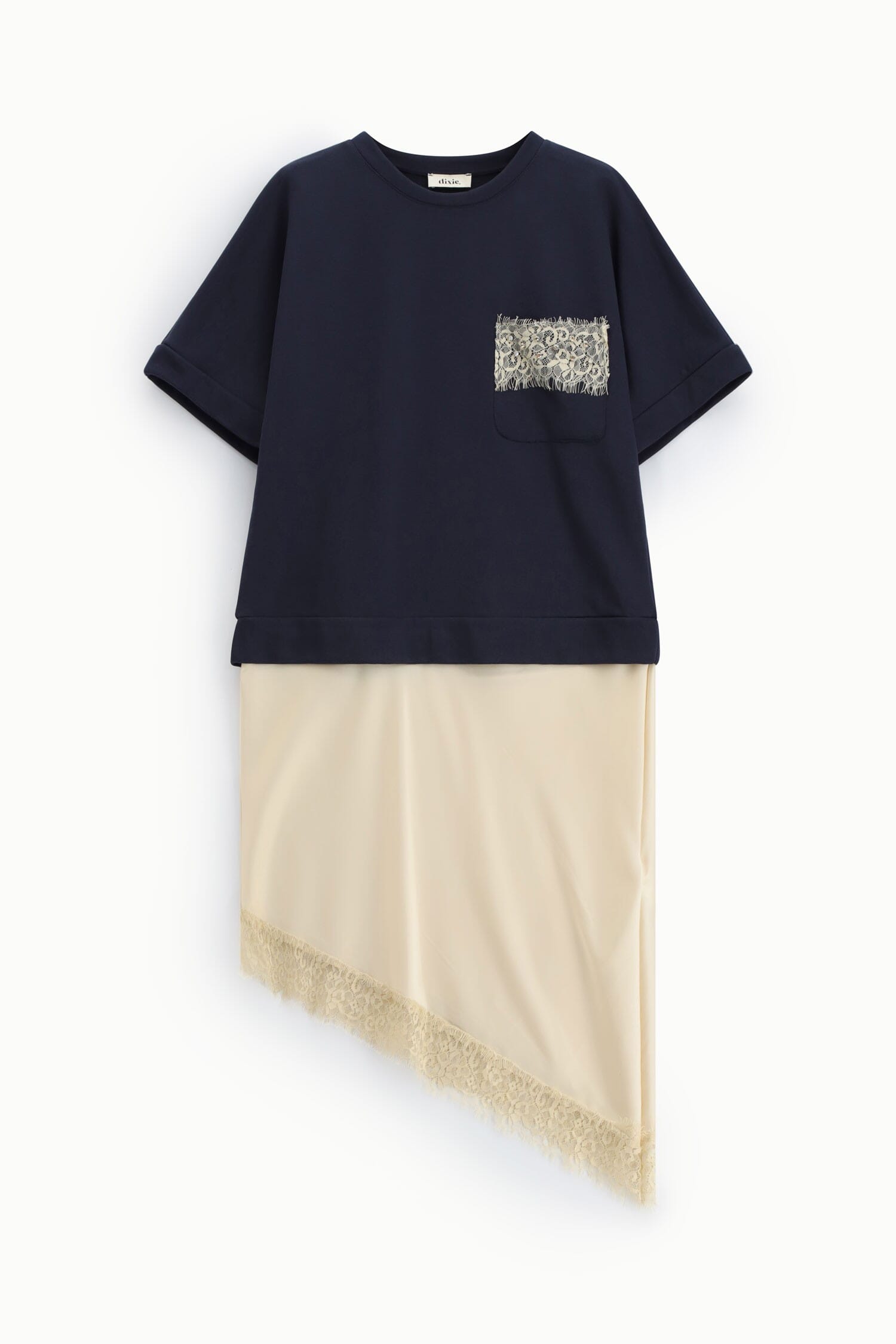 Midi Dress With Short Sleeves And Asymmetrical Bottom Dixie