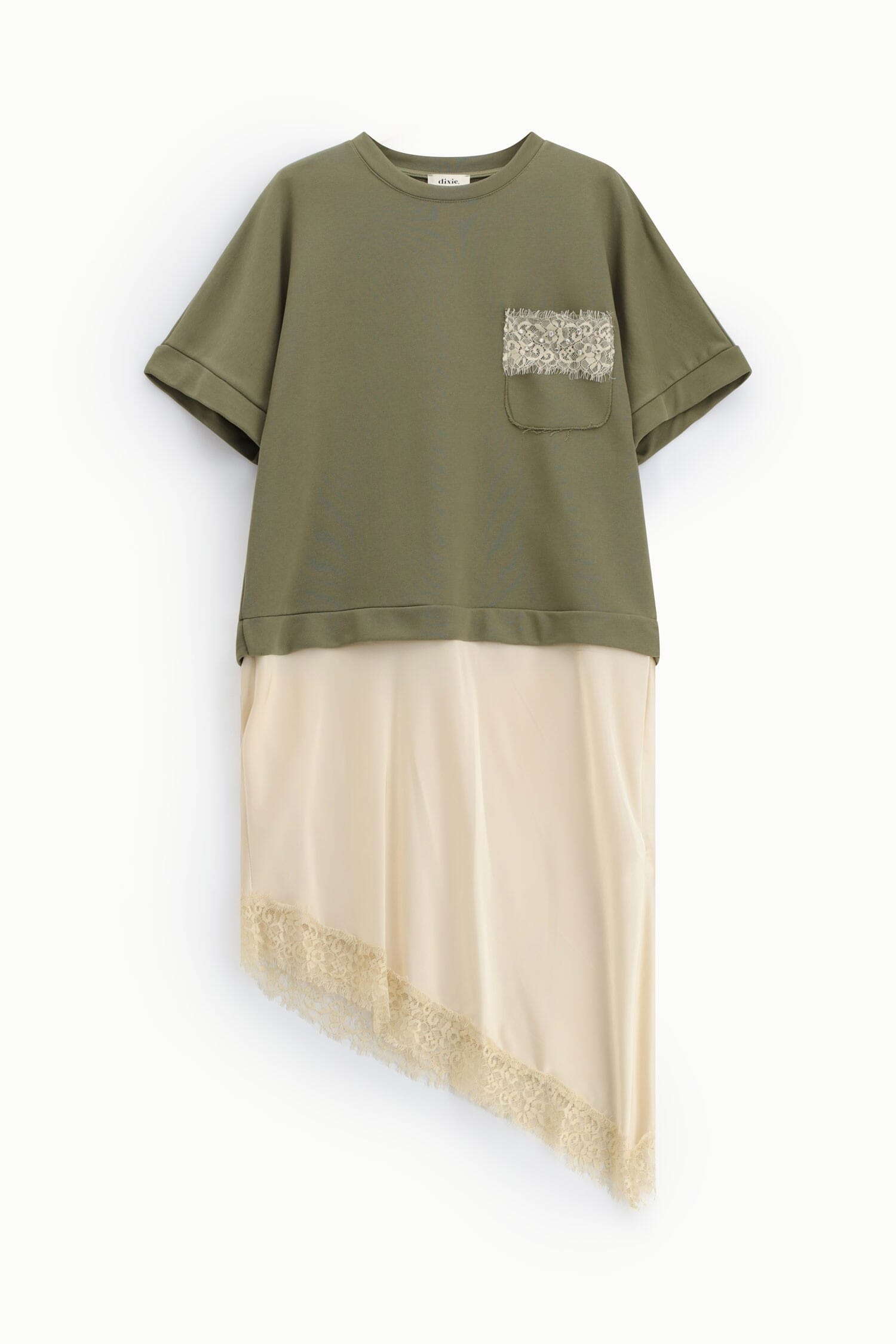 Midi Dress With Short Sleeves And Asymmetrical Bottom Dixie