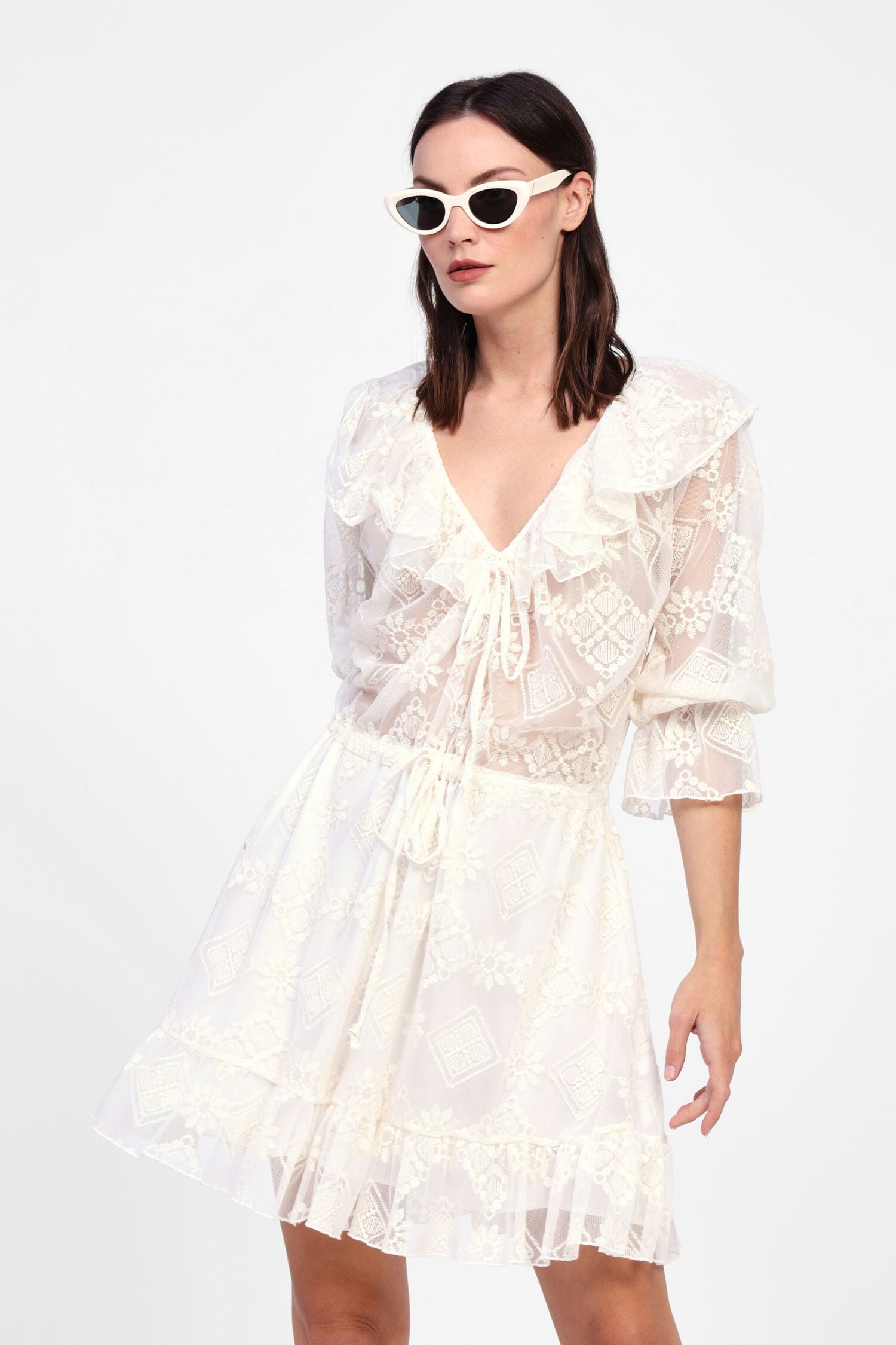 Robe courte et col en V Dixie