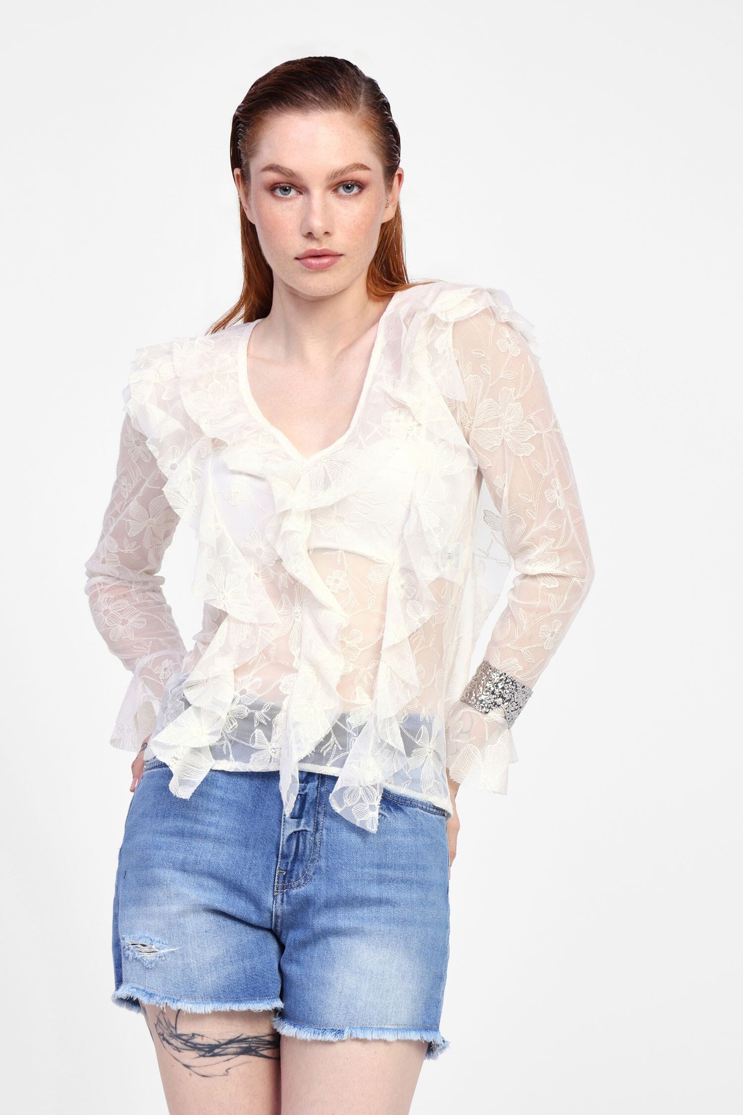Shirt With Ruffles And Long Sleeves Dixie