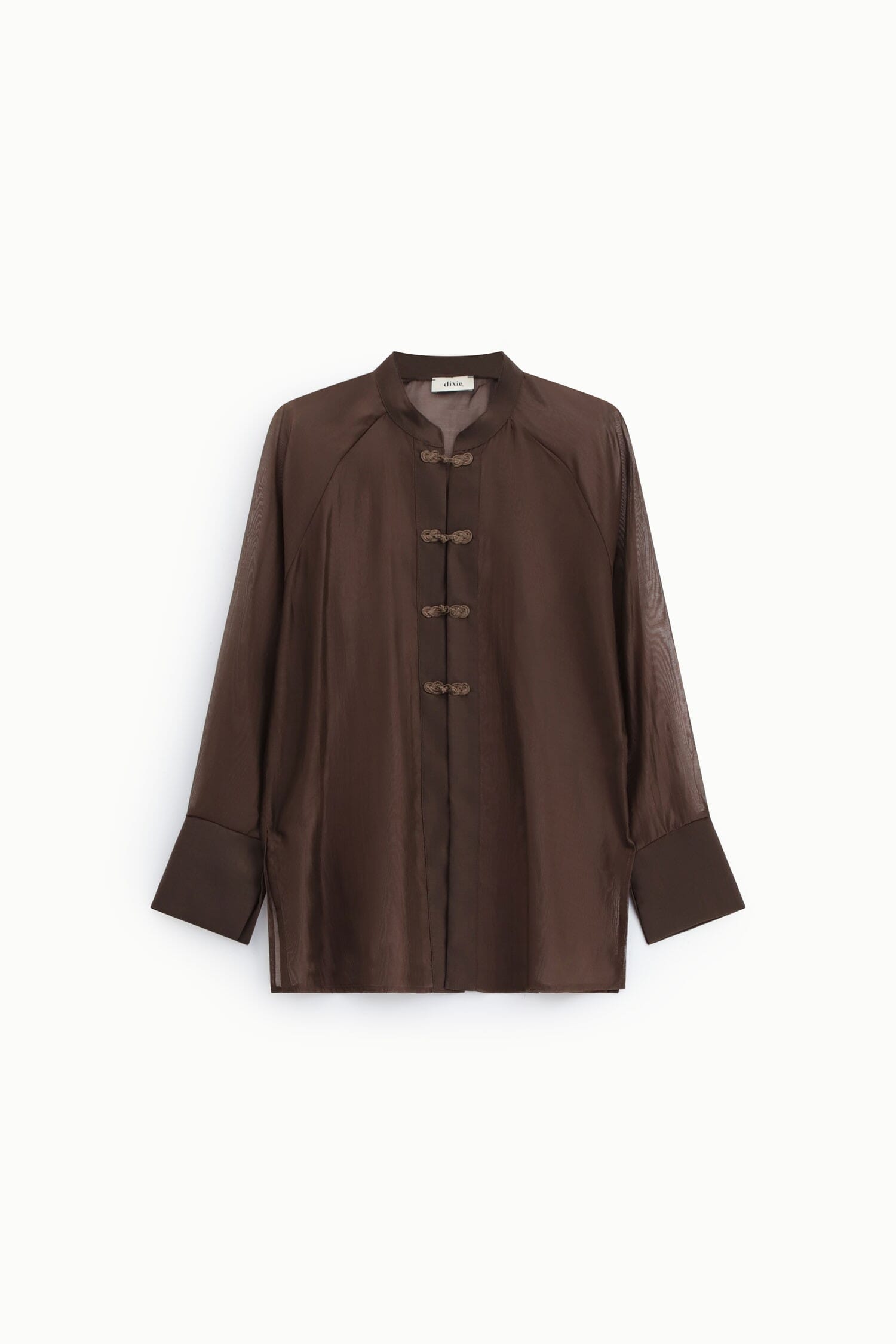 Transparent Shirt With Knot Buttons And Long Sleeves Dixie