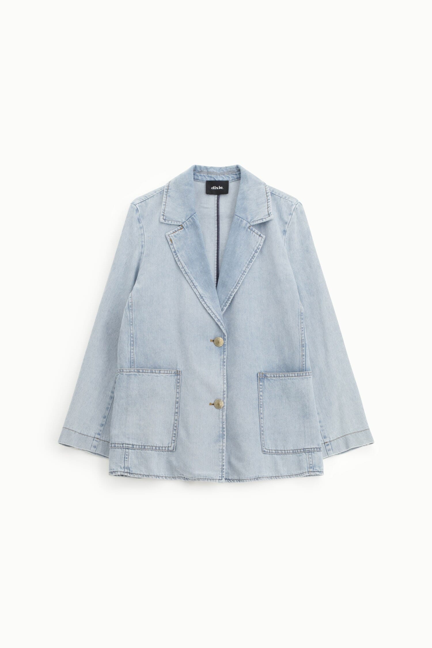 Denim Blazer With Buttons And Patch Pockets Dixie