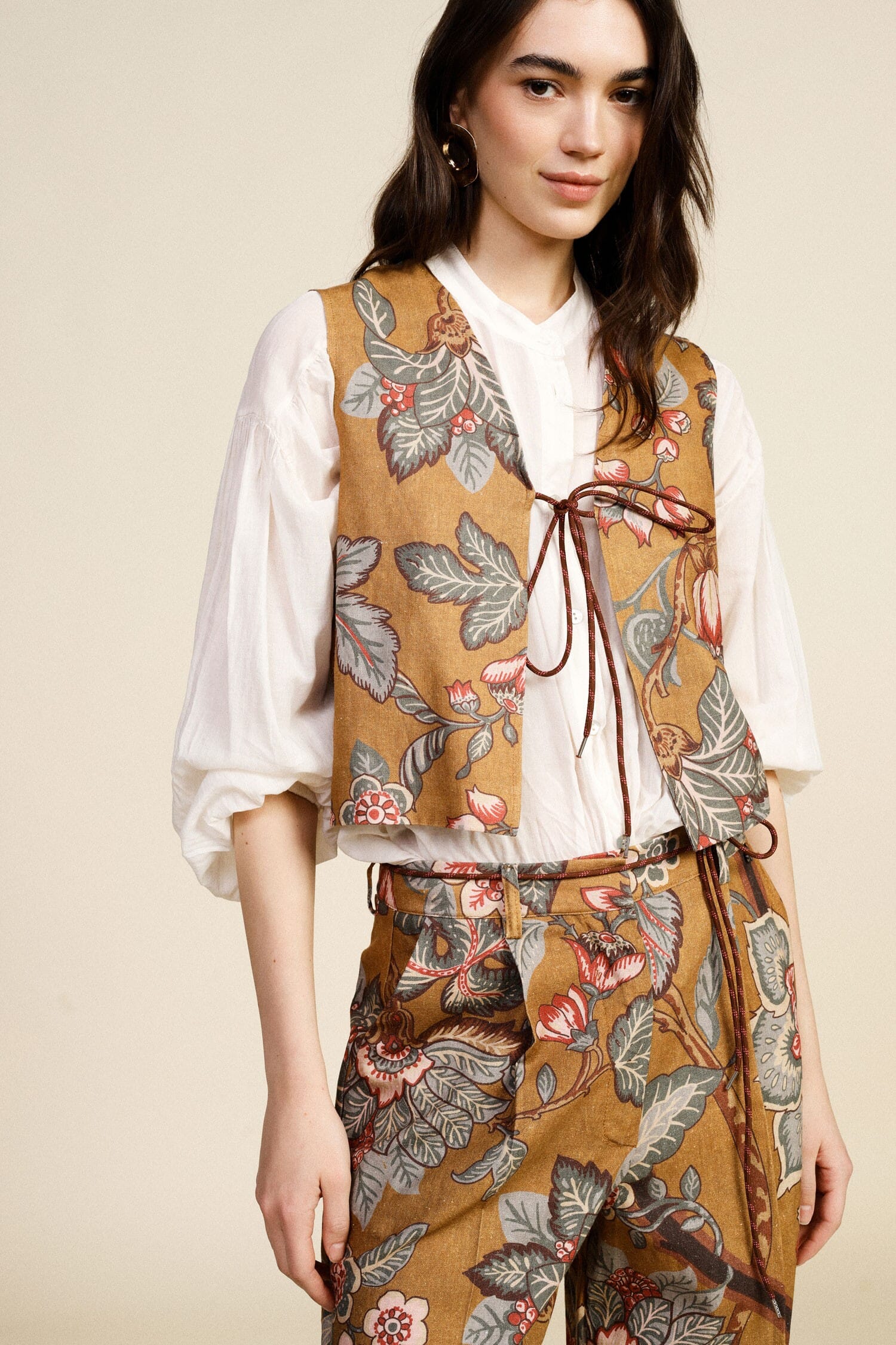 Printed Vest With Decorative Front Strap Dixie