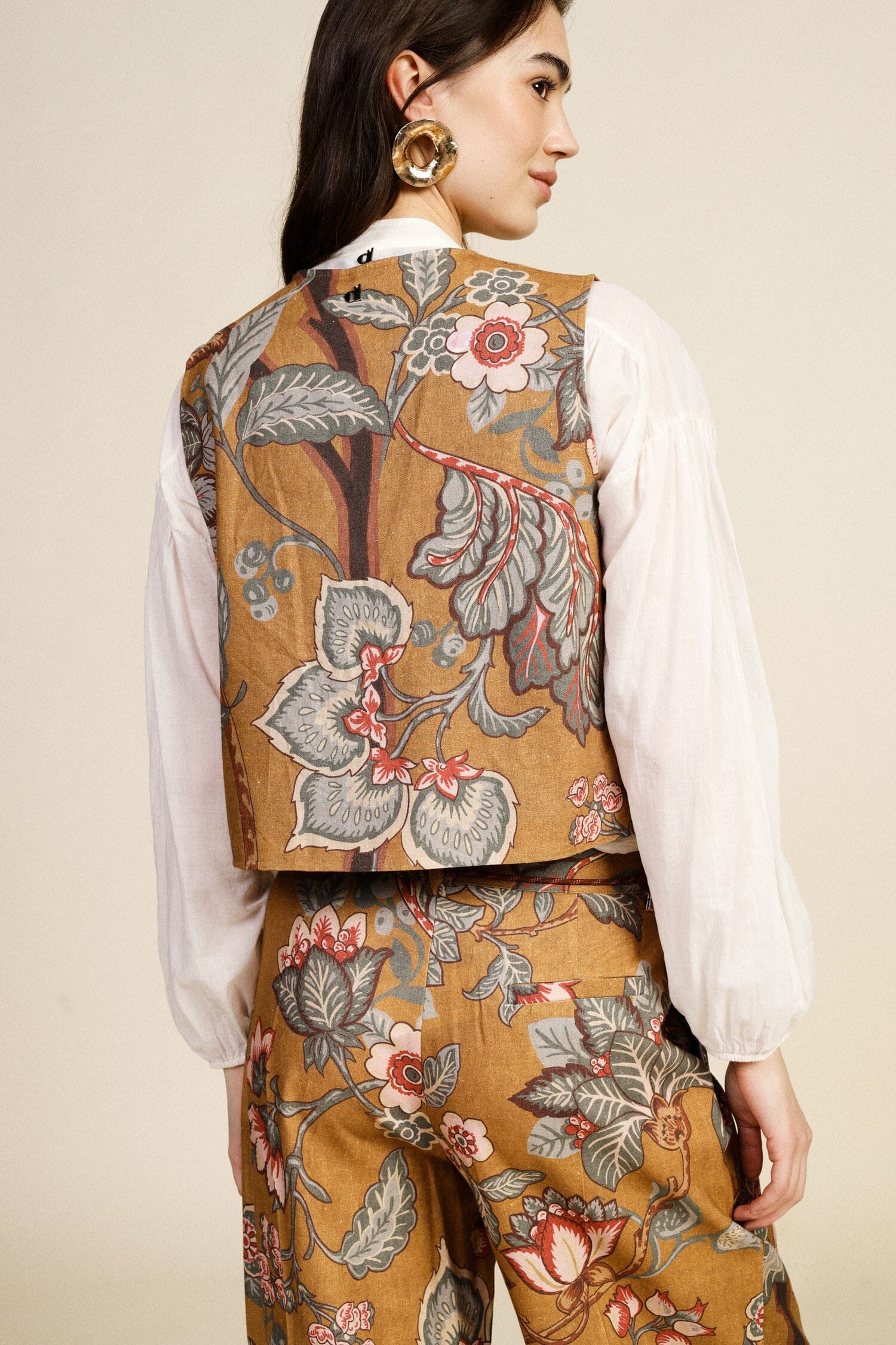 Printed Vest With Decorative Front Strap Dixie