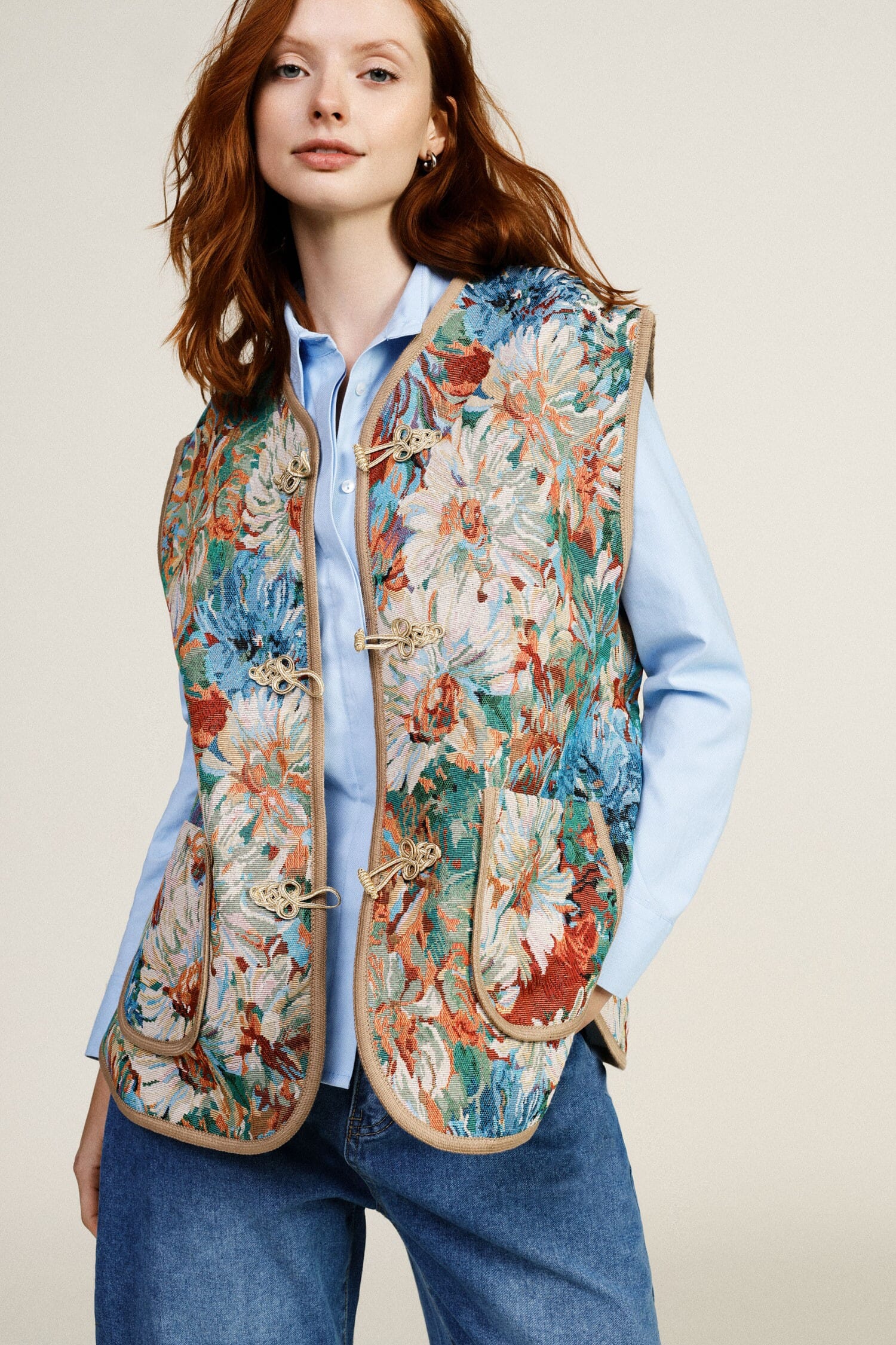 Floral Fantasy Vest With Front Pockets Dixie