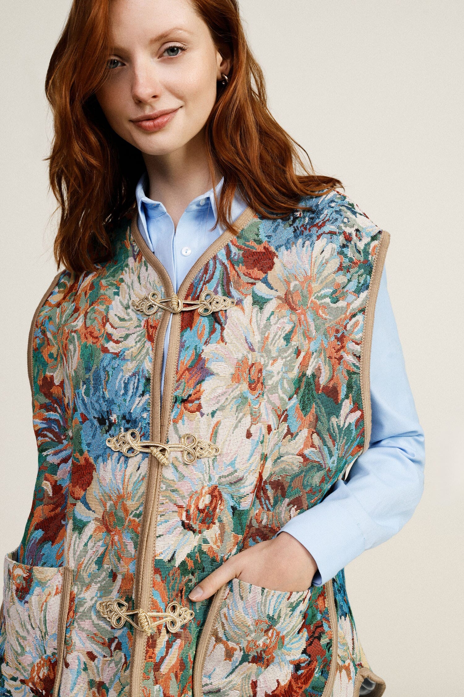 Floral Fantasy Vest With Front Pockets Dixie