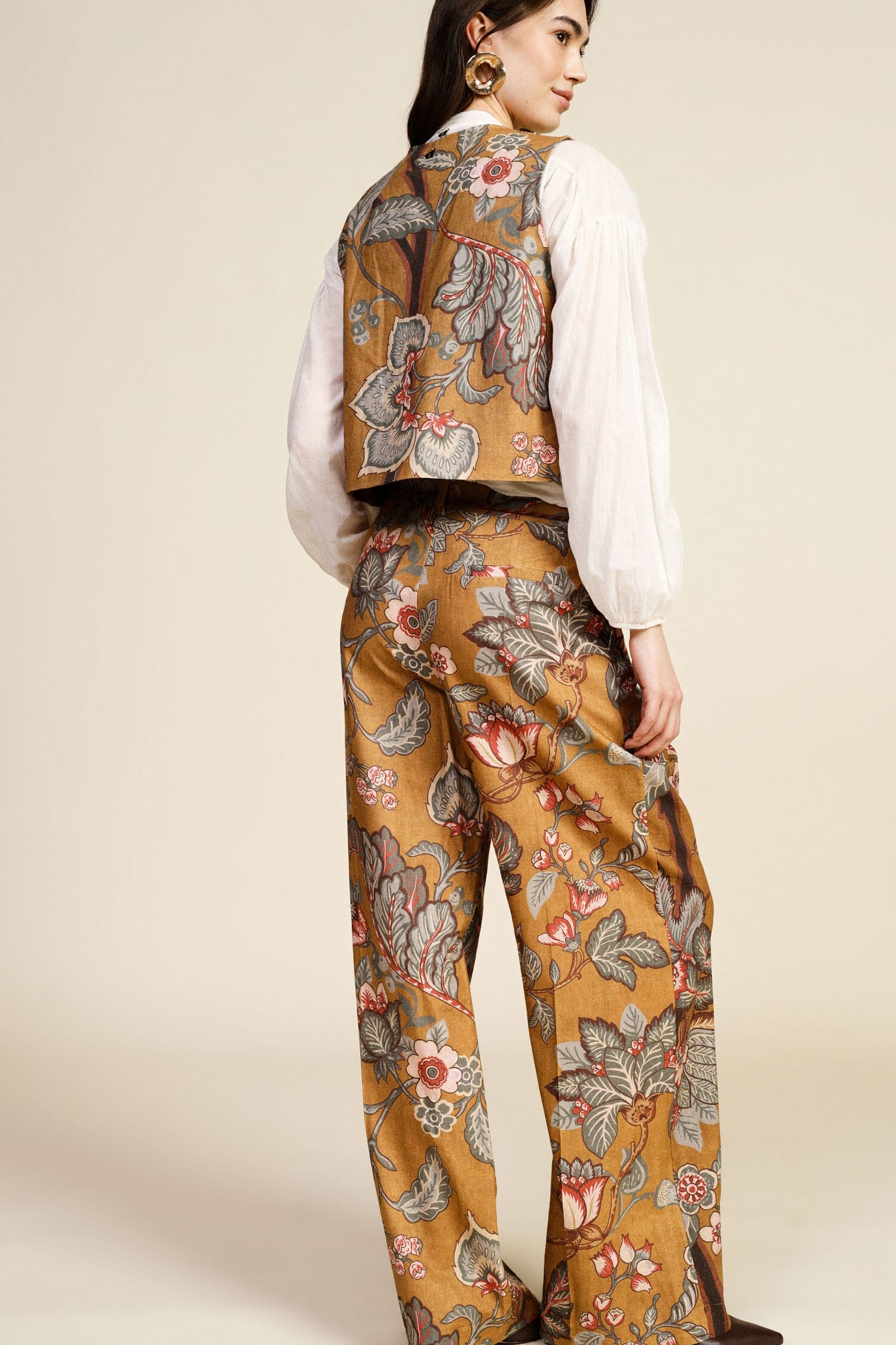 Pantaloni Palazzo Fantasia Floreale Vita Alta Dixie