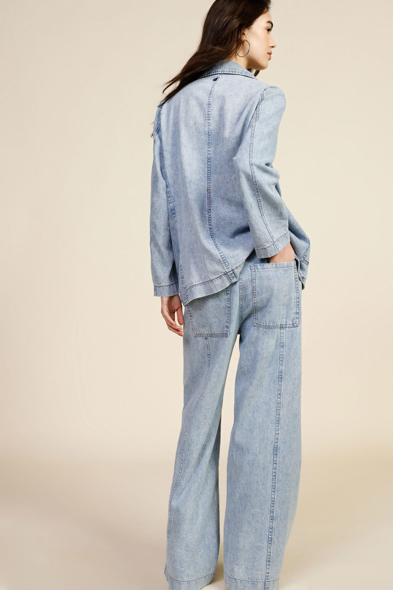 Wide Leg Jeans With High Waist And Drawstring Dixie