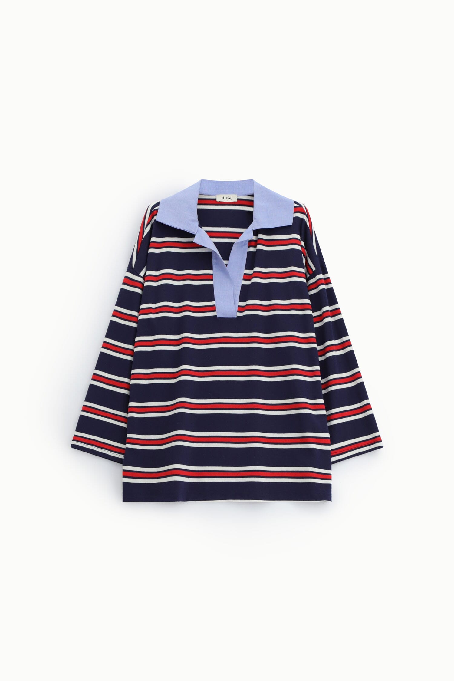 Dixie Striped T-Shirt With Wide Neck And Long Sleeves