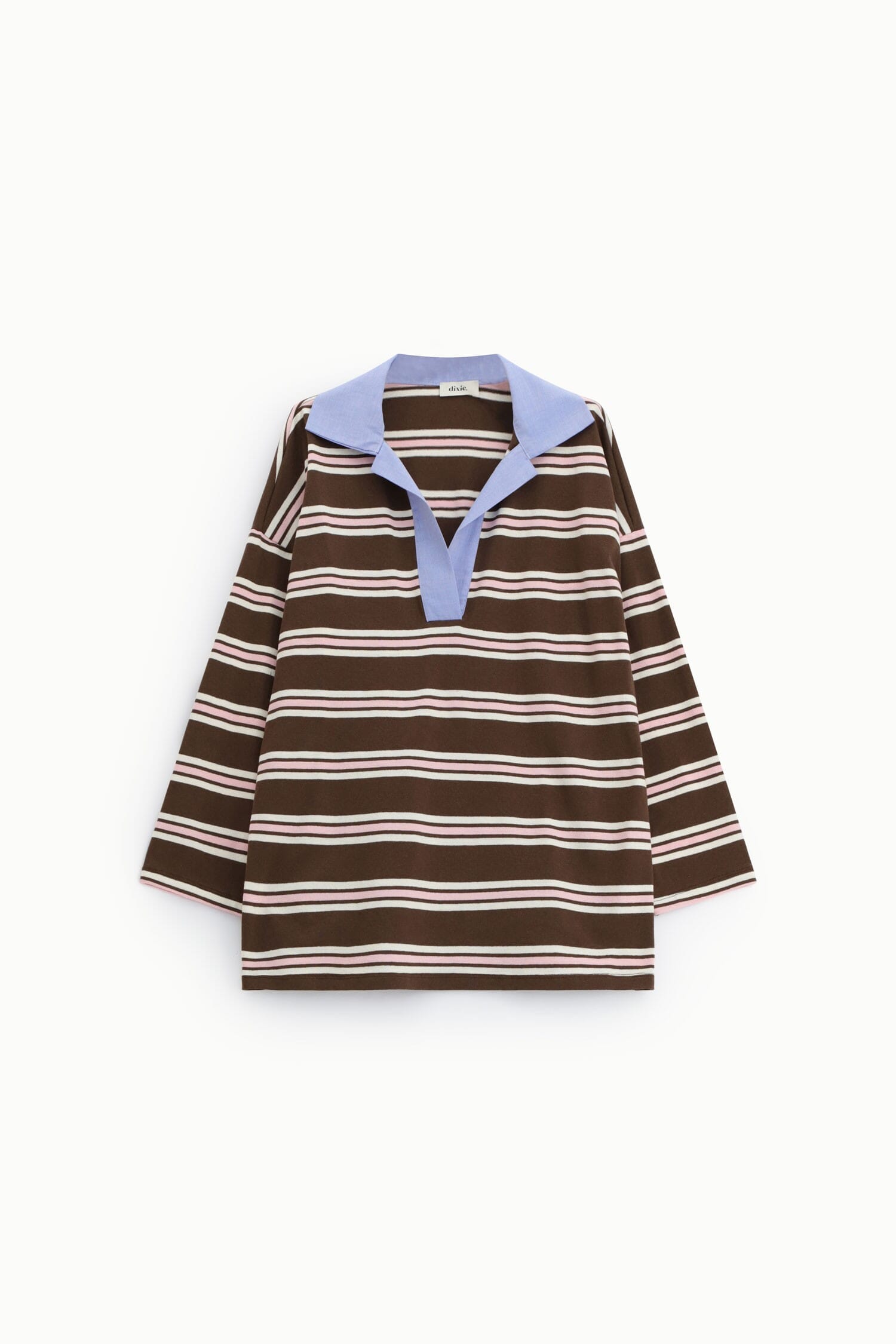 Dixie Striped T-Shirt With Wide Neck And Long Sleeves