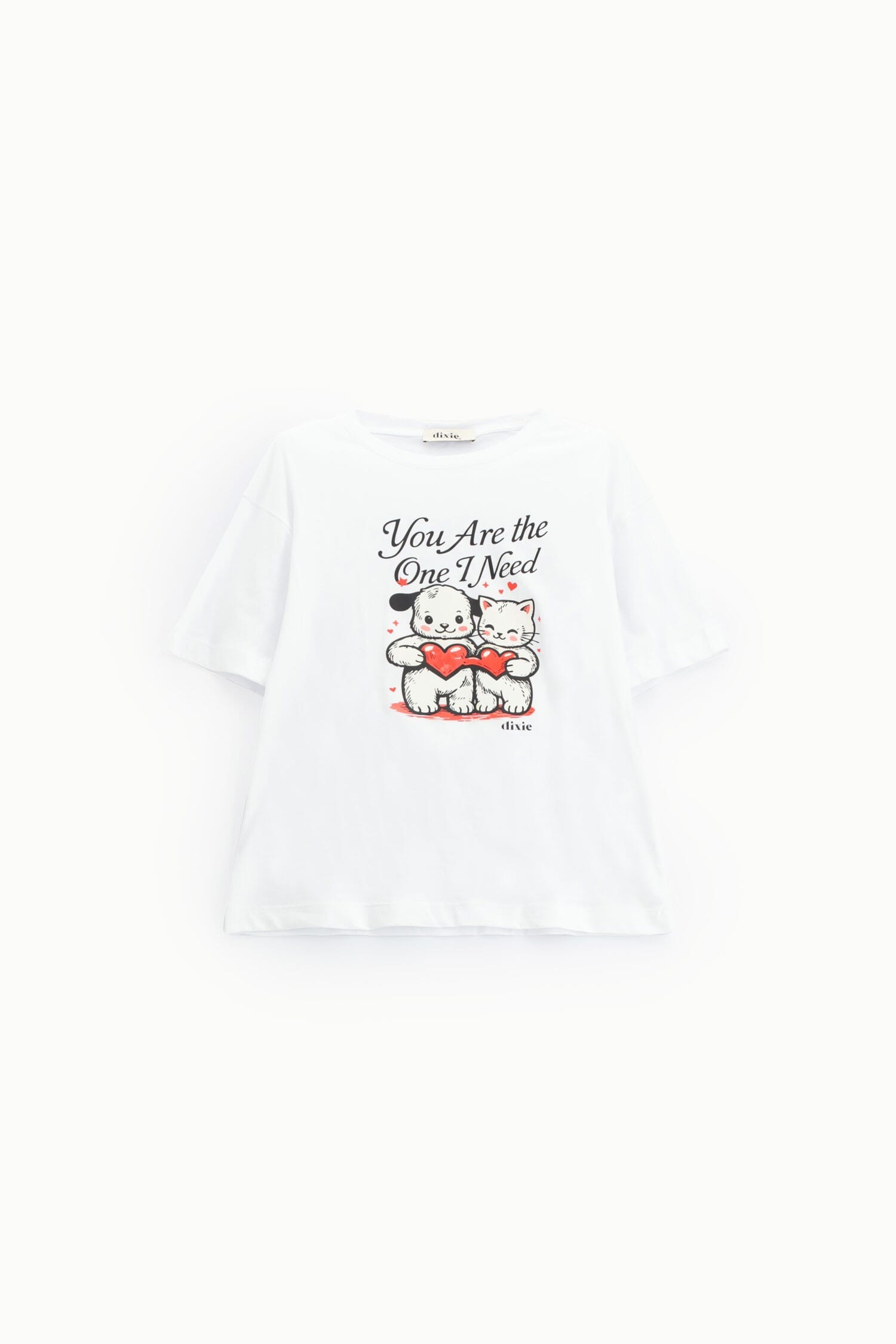 T-Shirt Stampa Cuori Con Maniche Corte Dixie