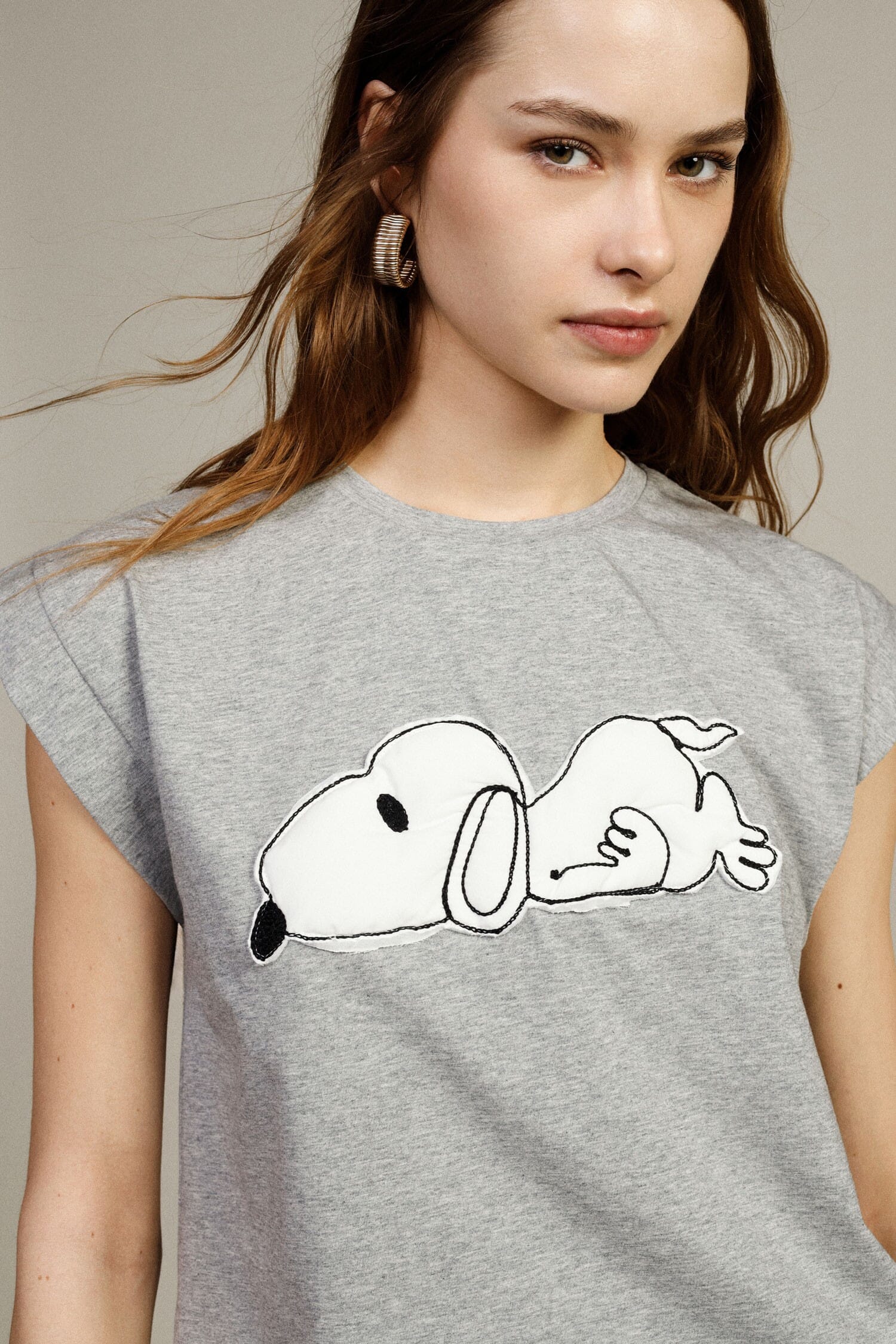 Dixie Front Snoopy Print Short Sleeve T-Shirt