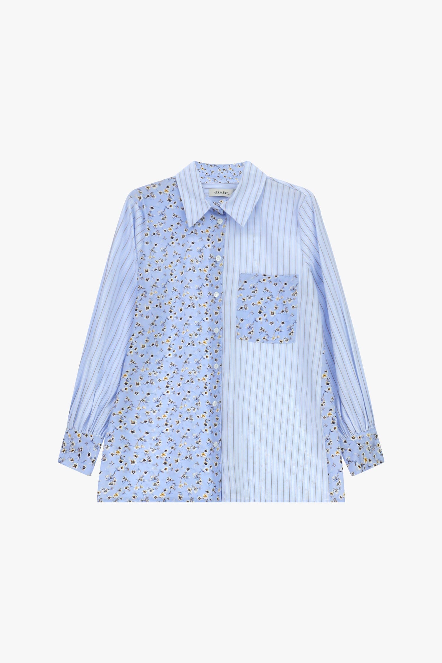 Camicia A Righe E Fiori Con Tasca Frontale Dixie