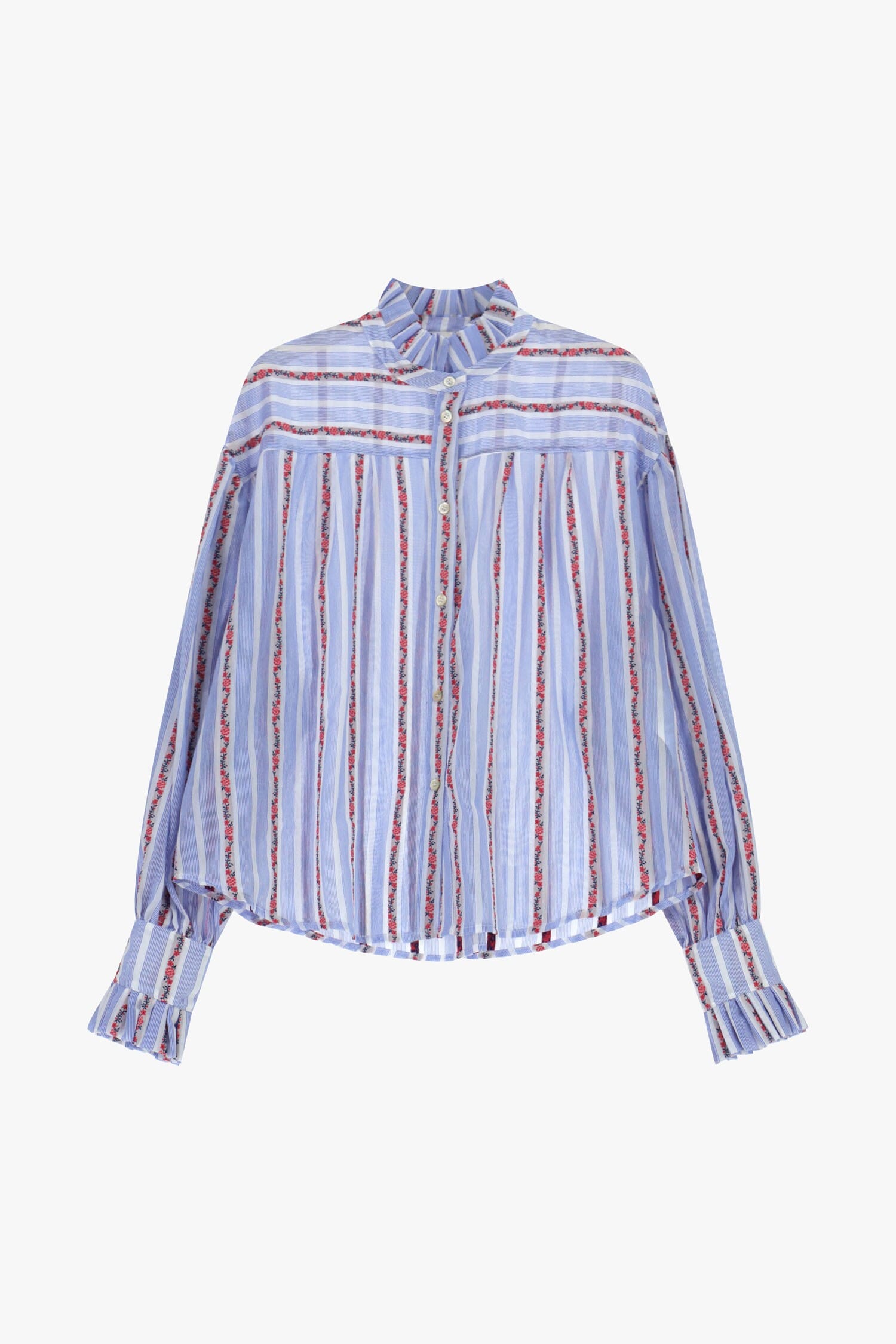 Camicia A Righe Con Colletto Arricciato E Polsini Ampi Dixie