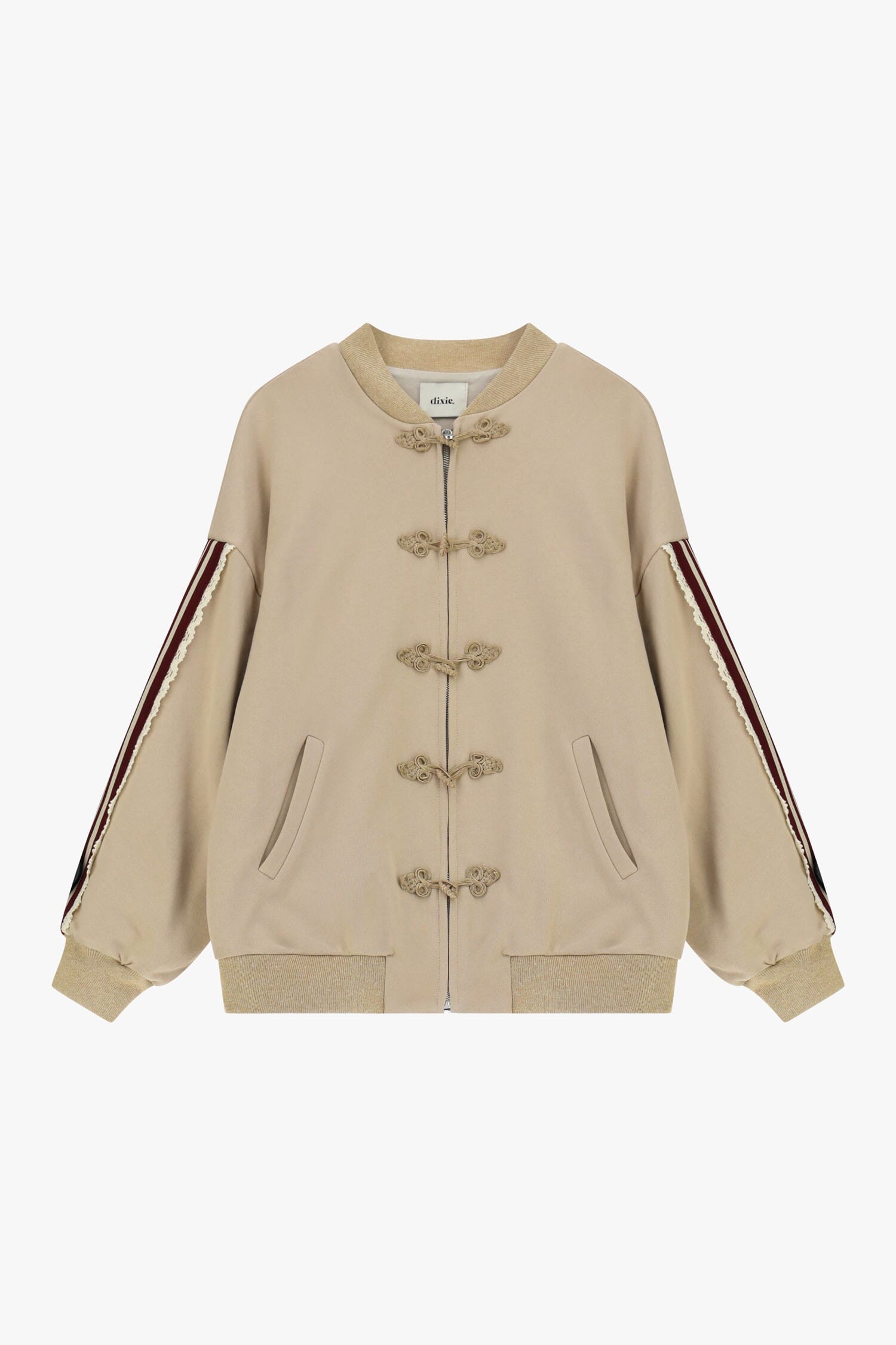 Sweatshirt Zip Détails Manches tressées Broderie Dixie