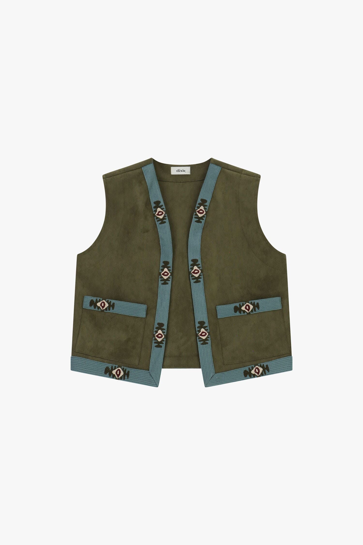 Waistcoat With Embroidered Profiles And Front Pockets Dixie
