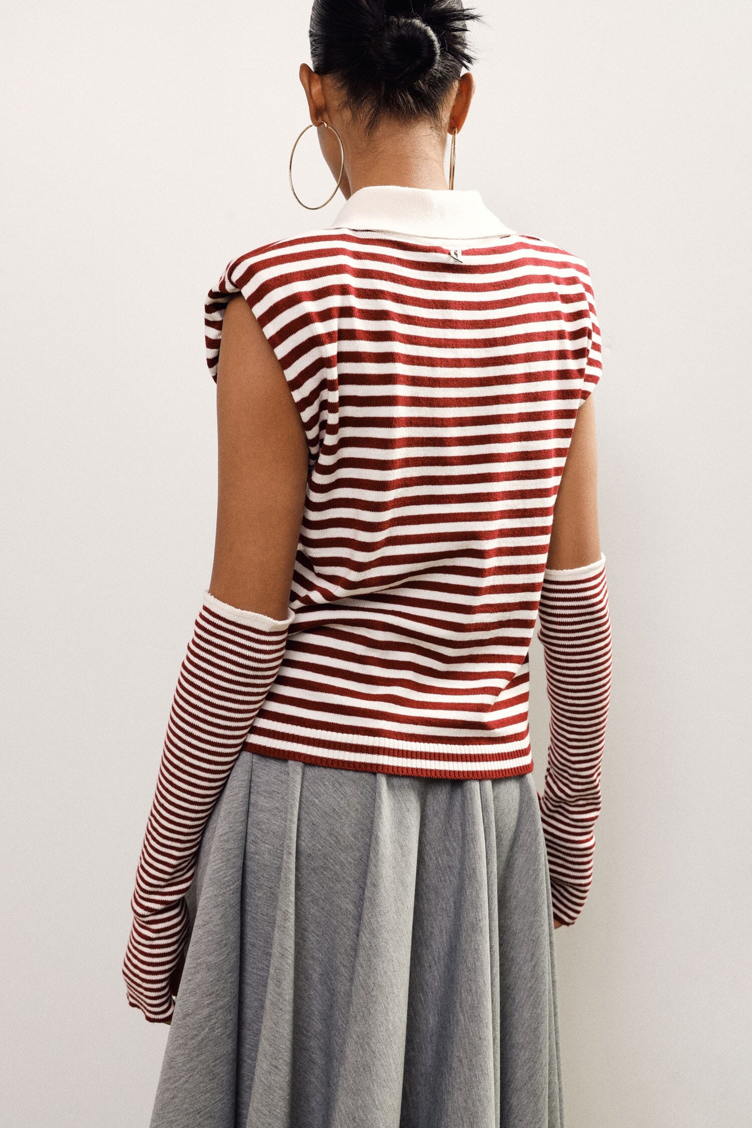 Dixie Striped T-Shirt with Collar and Long Sleeves