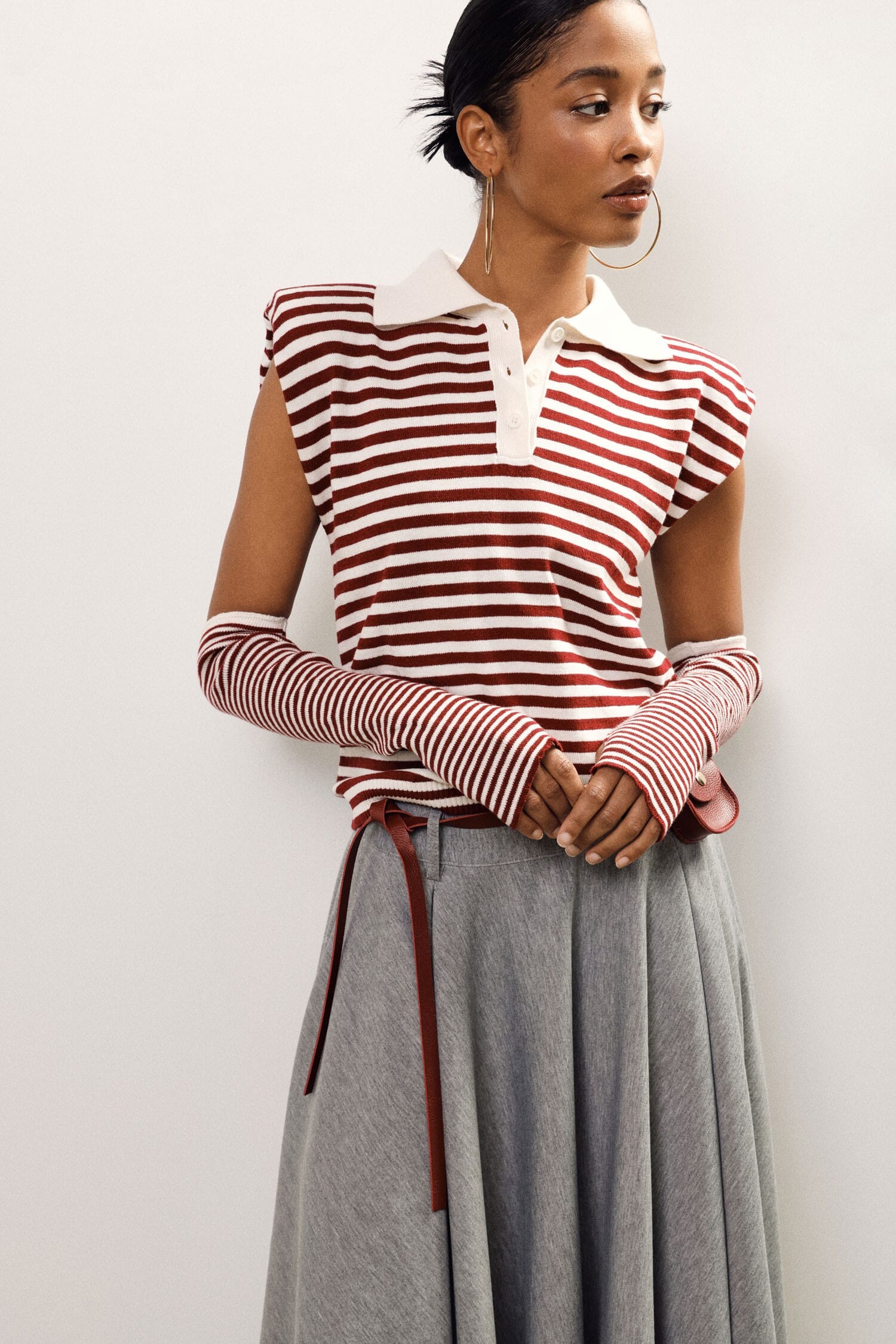 Dixie Striped T-Shirt with Collar and Long Sleeves