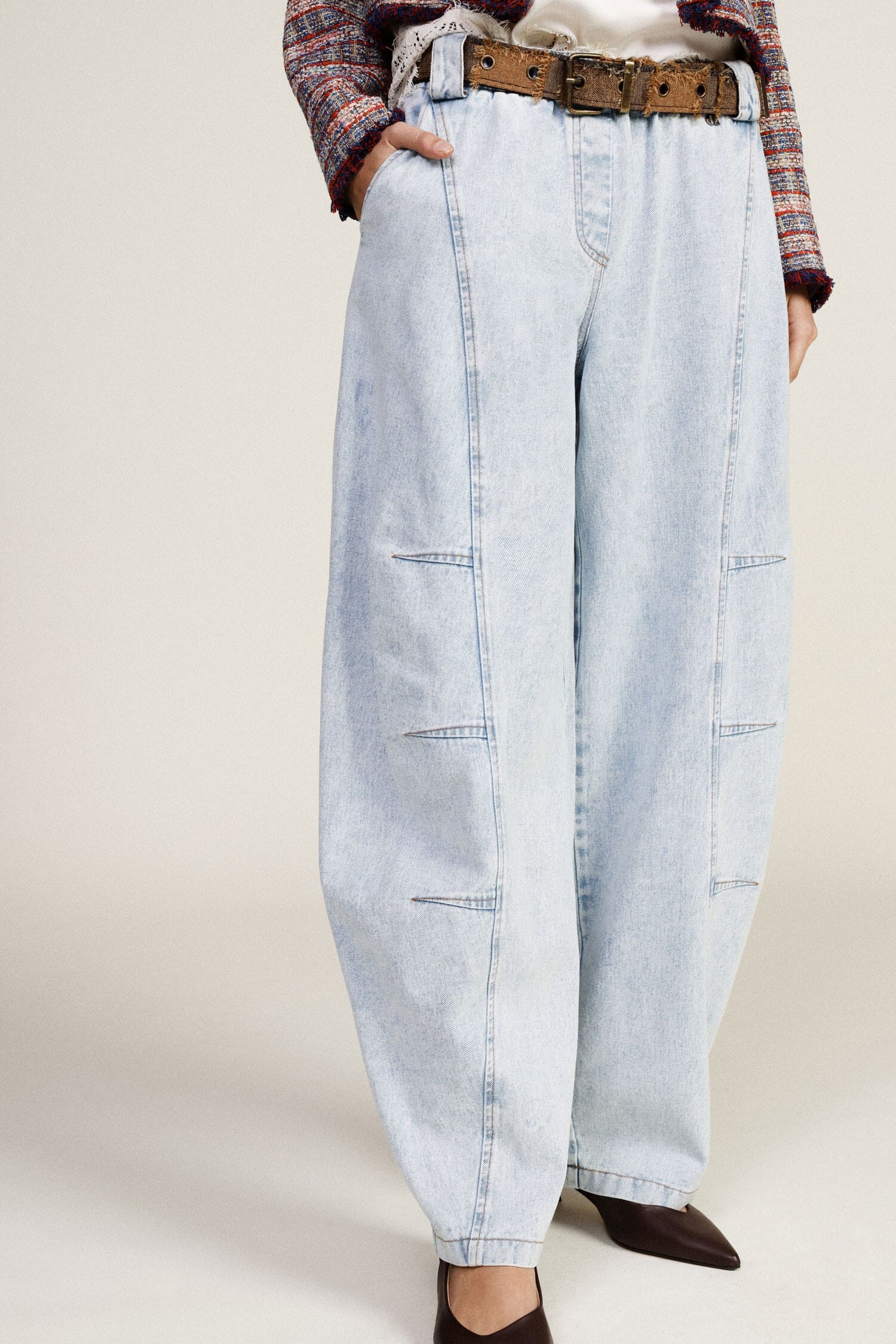 Jeans ballon avec ceinture décorative Dixie