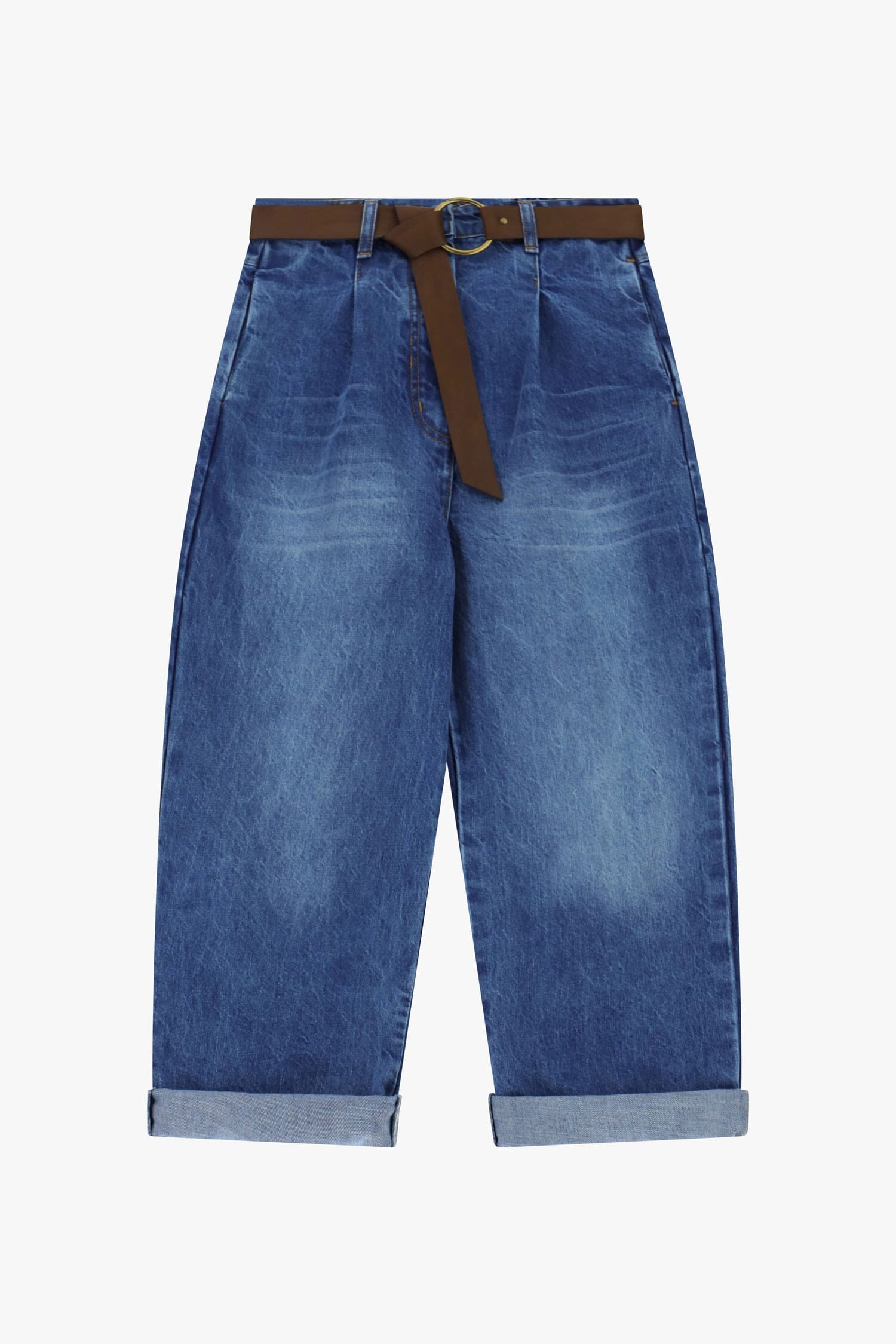 Jeans Baggy Vita Alta Con Cintura Tessuto Dixie