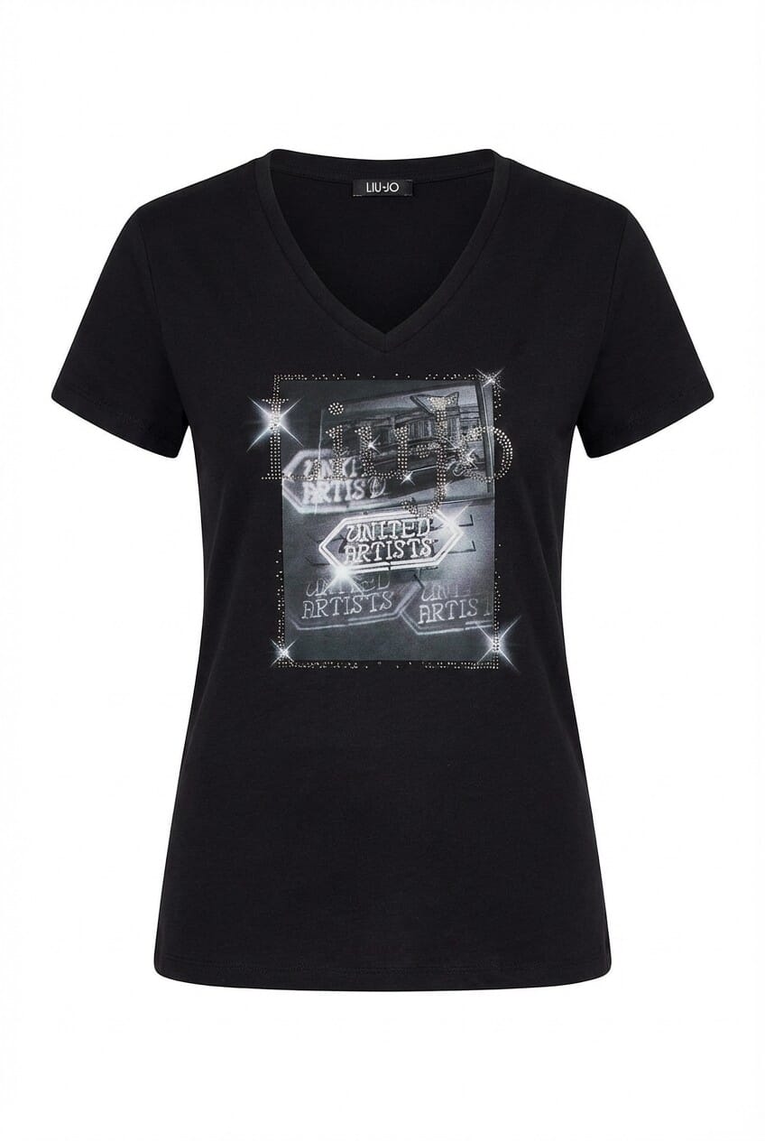T-Shirt Con Stampa E Strass Liu Jo