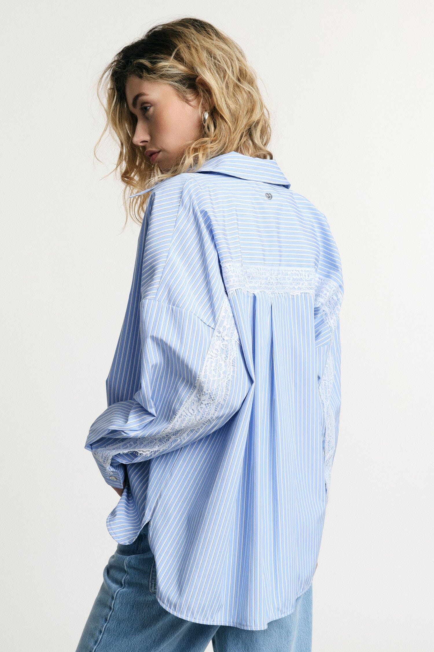 Striped Shirt With Lace Detailing And Soft Fit Please