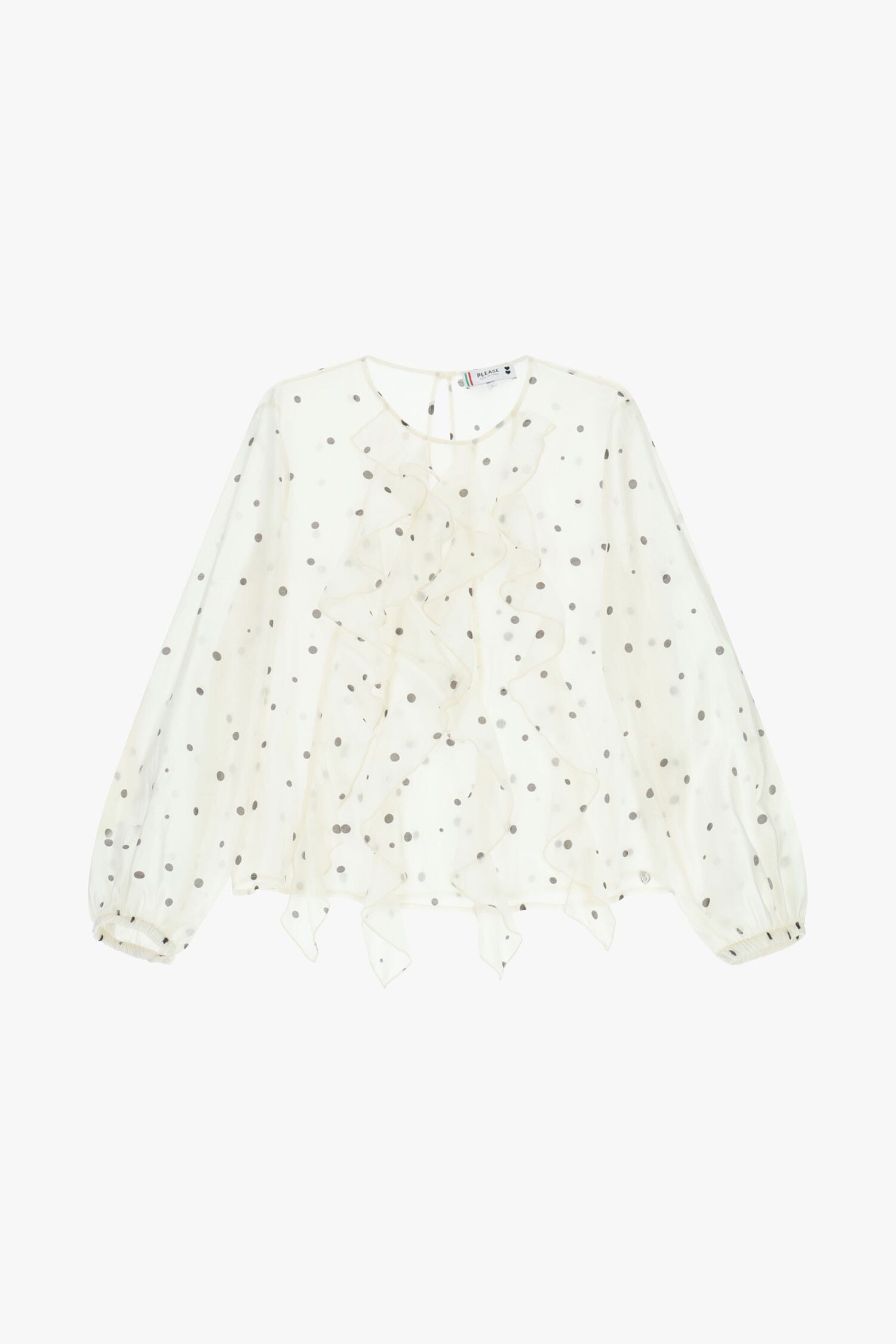 Polka Dot Blouse With Ruffles And Long Sleeves Please