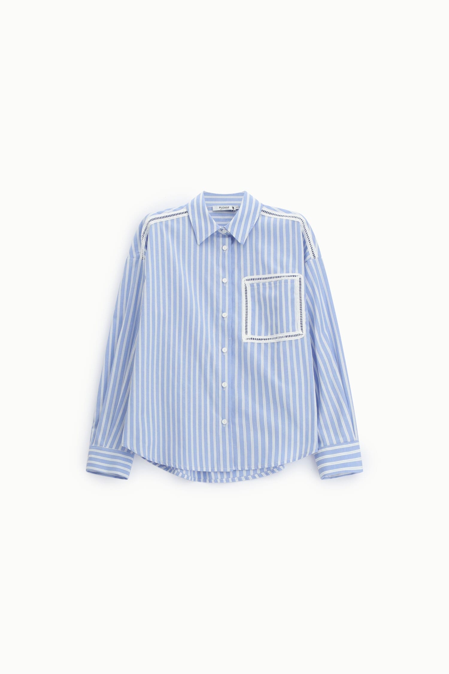 Striped Shirt With Pocket And Perforated Details Please