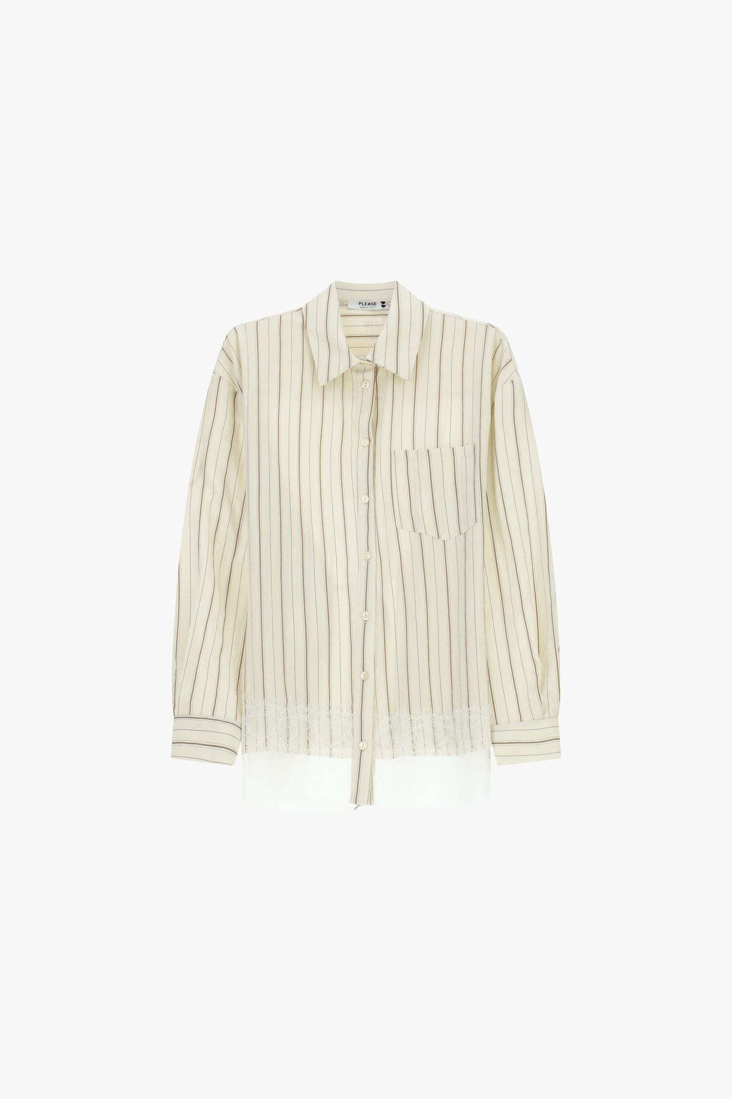 Striped Shirt With Lace Detail On Bottom Please