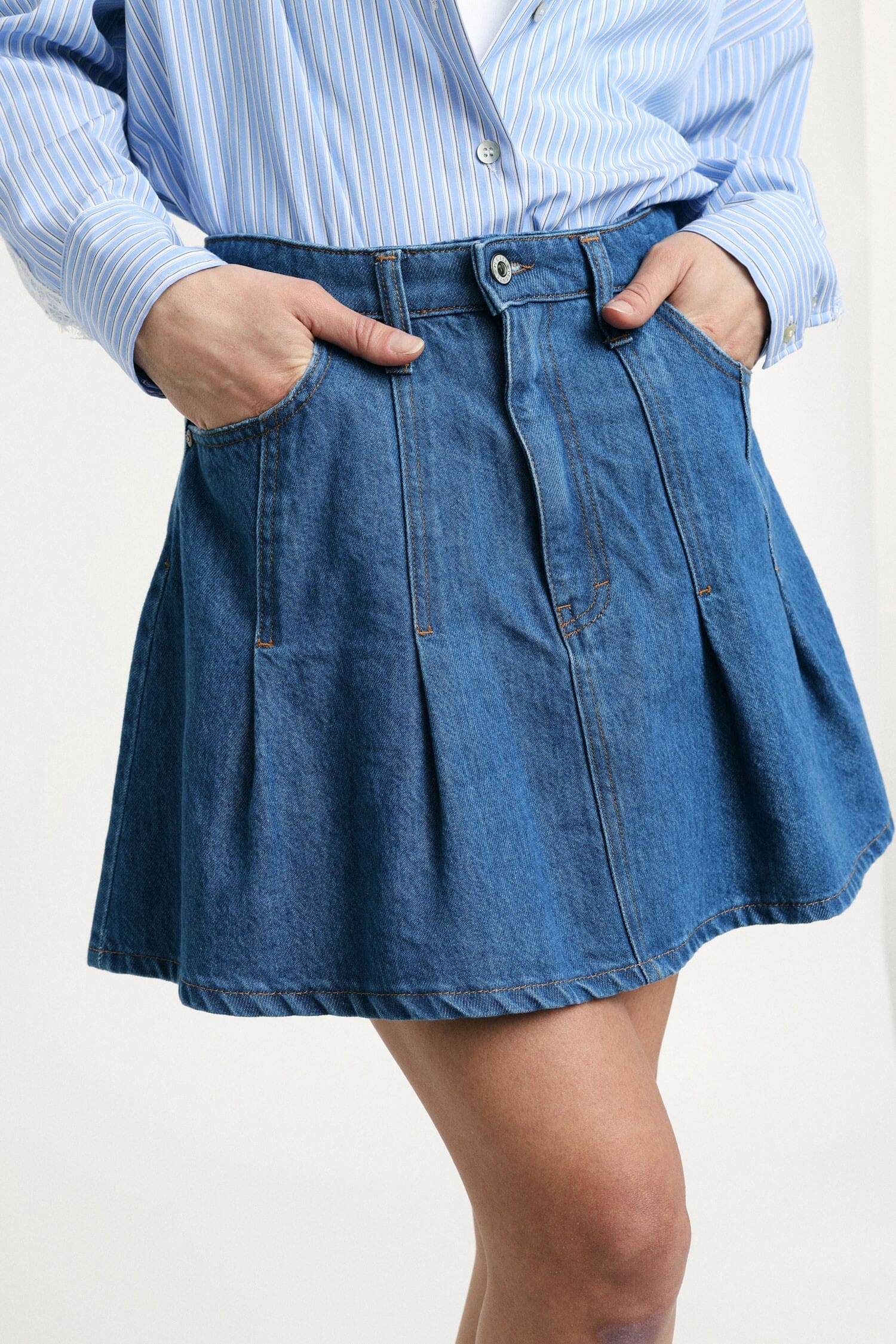 High Waisted Skorts With Front Pockets And Pleats Please