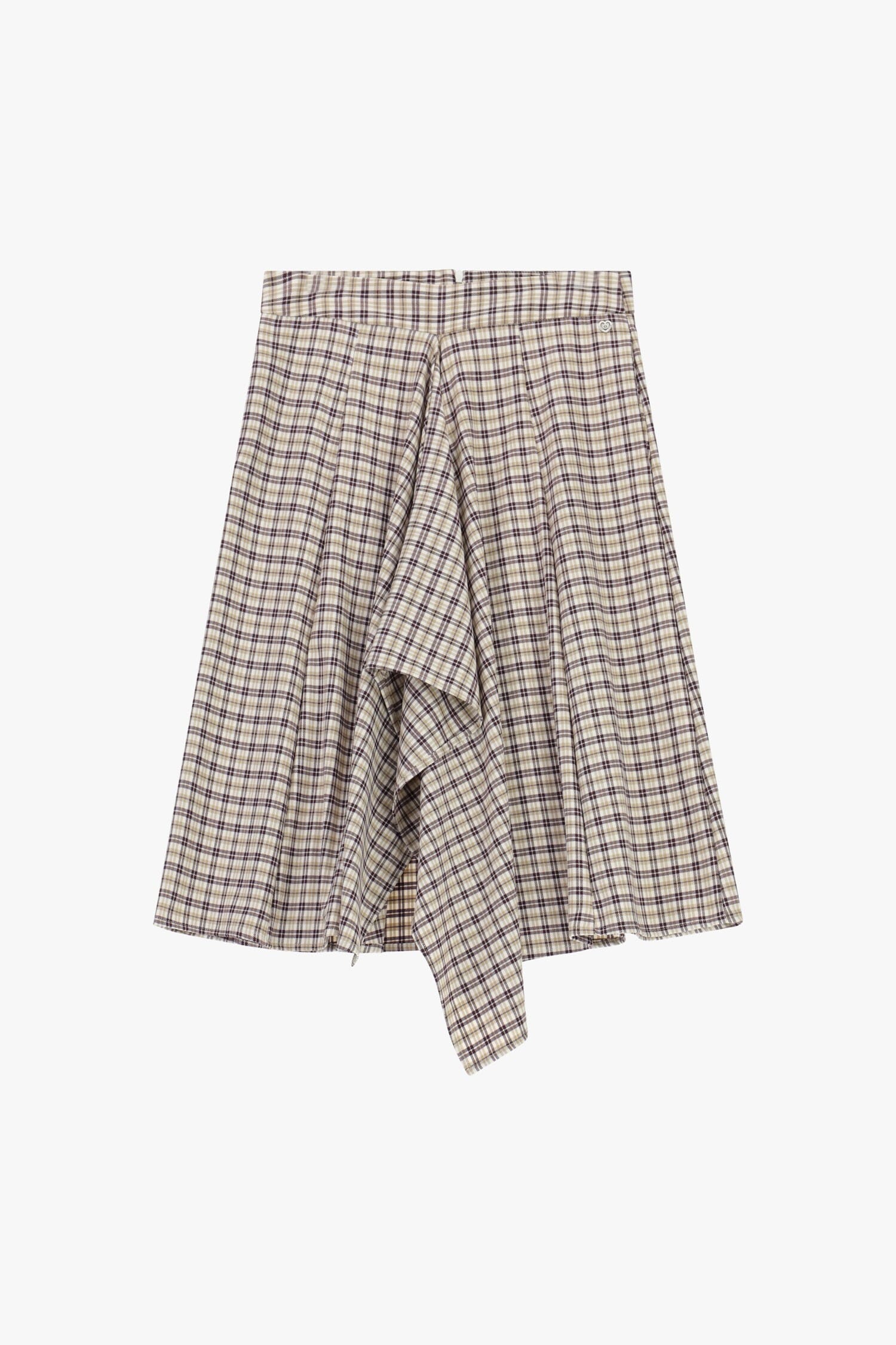 High Waisted Midi Skirt With Asymmetrical Check Pattern Please