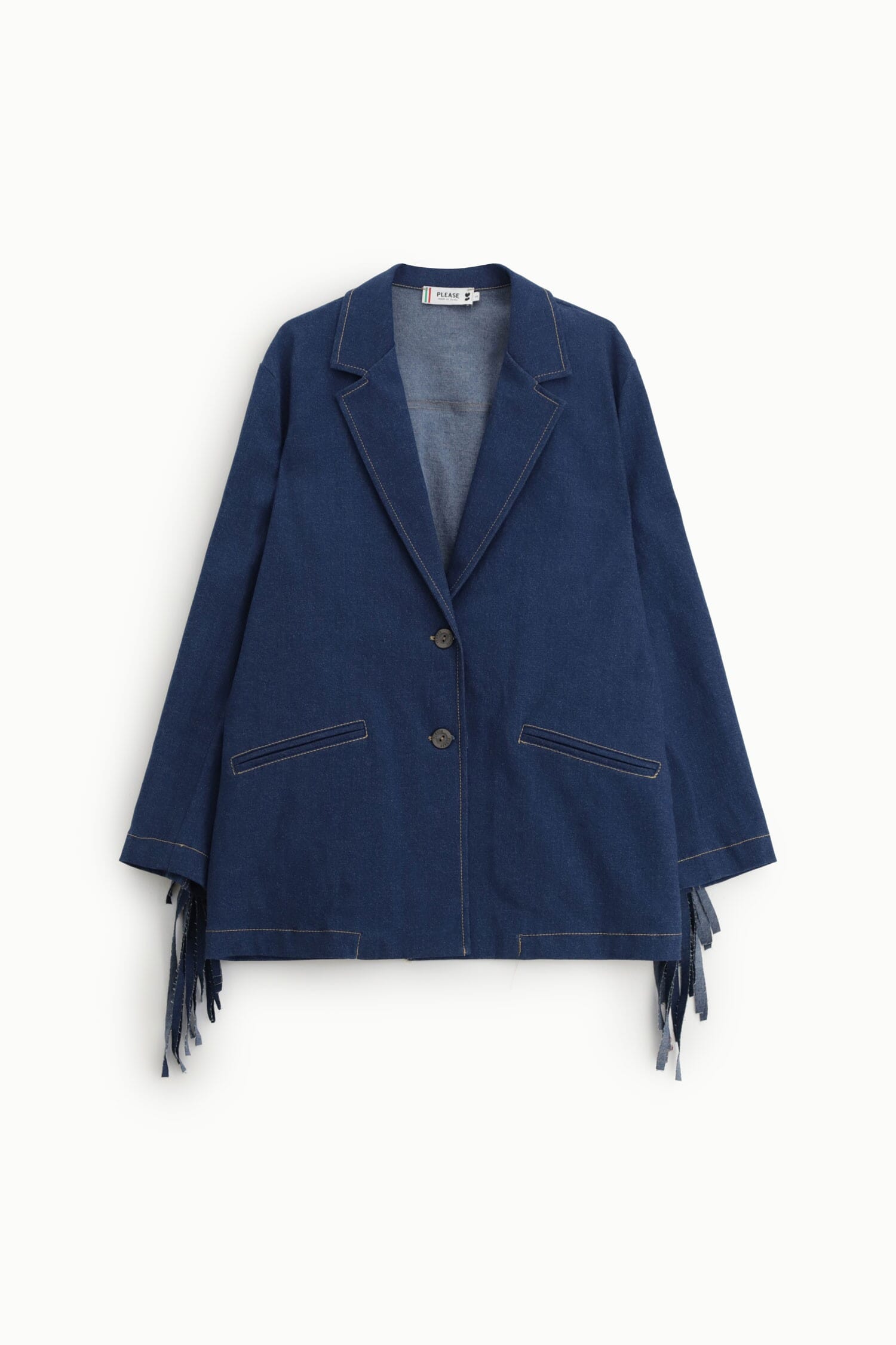 Blazer With Fringes And Button Closure Please