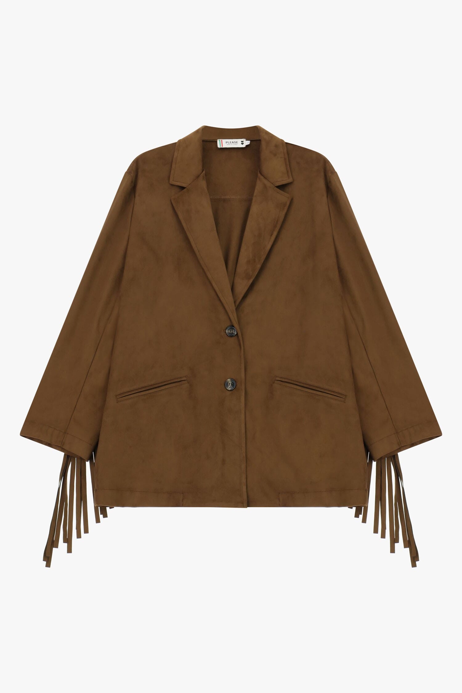 Jacket With Oversize Fringes And Front Pockets Please