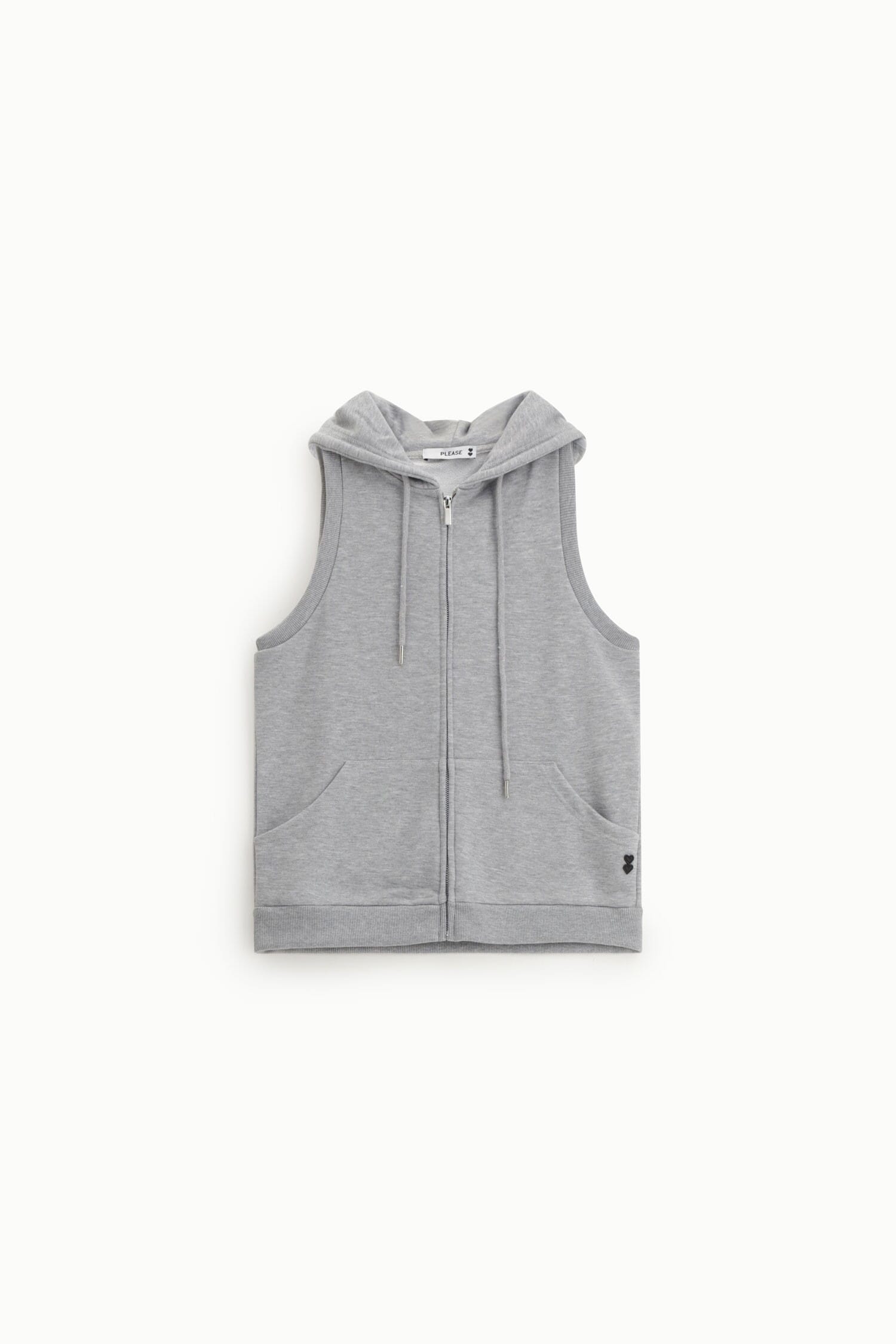 Please Sleeveless Zip Front Hoodie