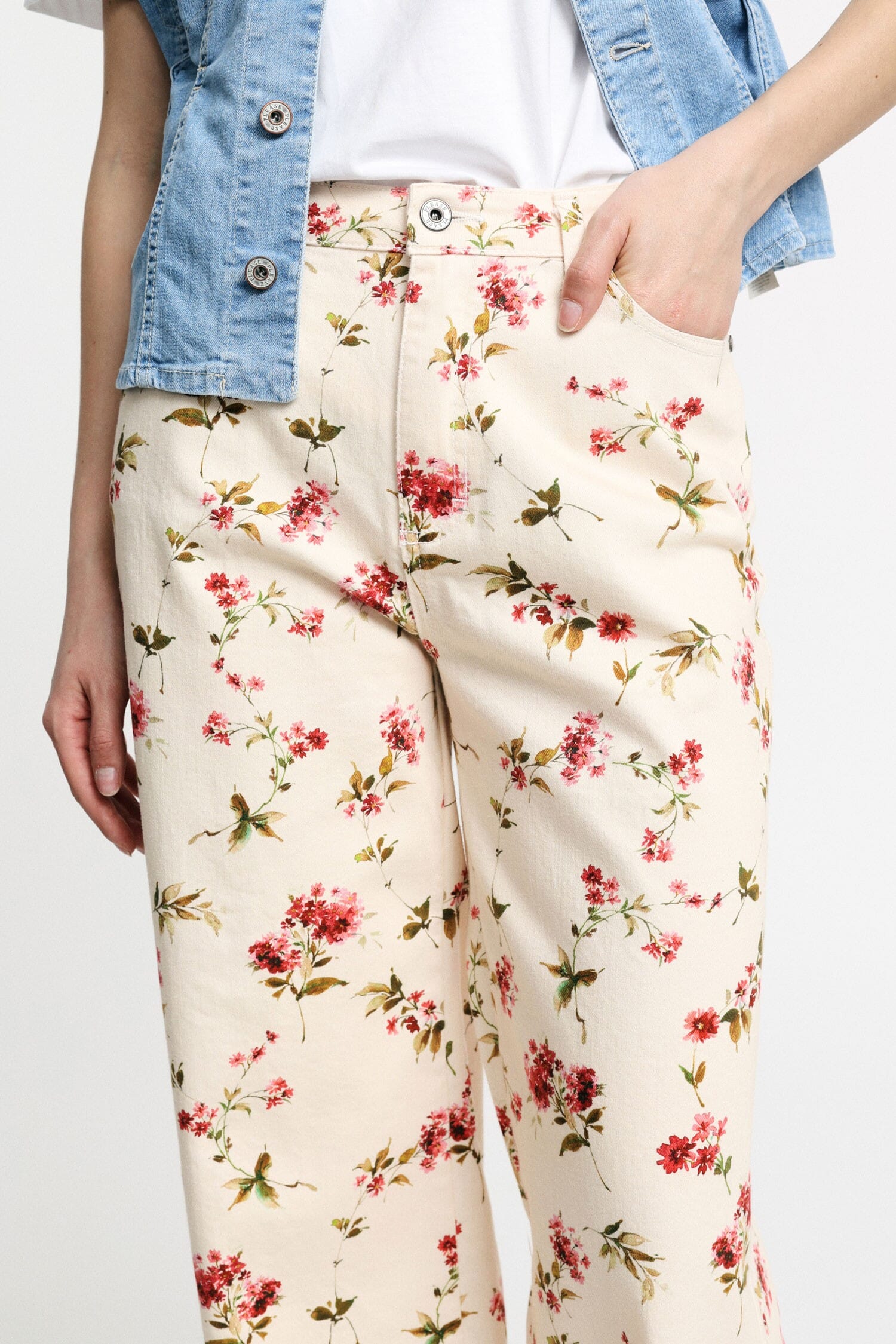 High Waisted Floral Print Palace Trousers Please