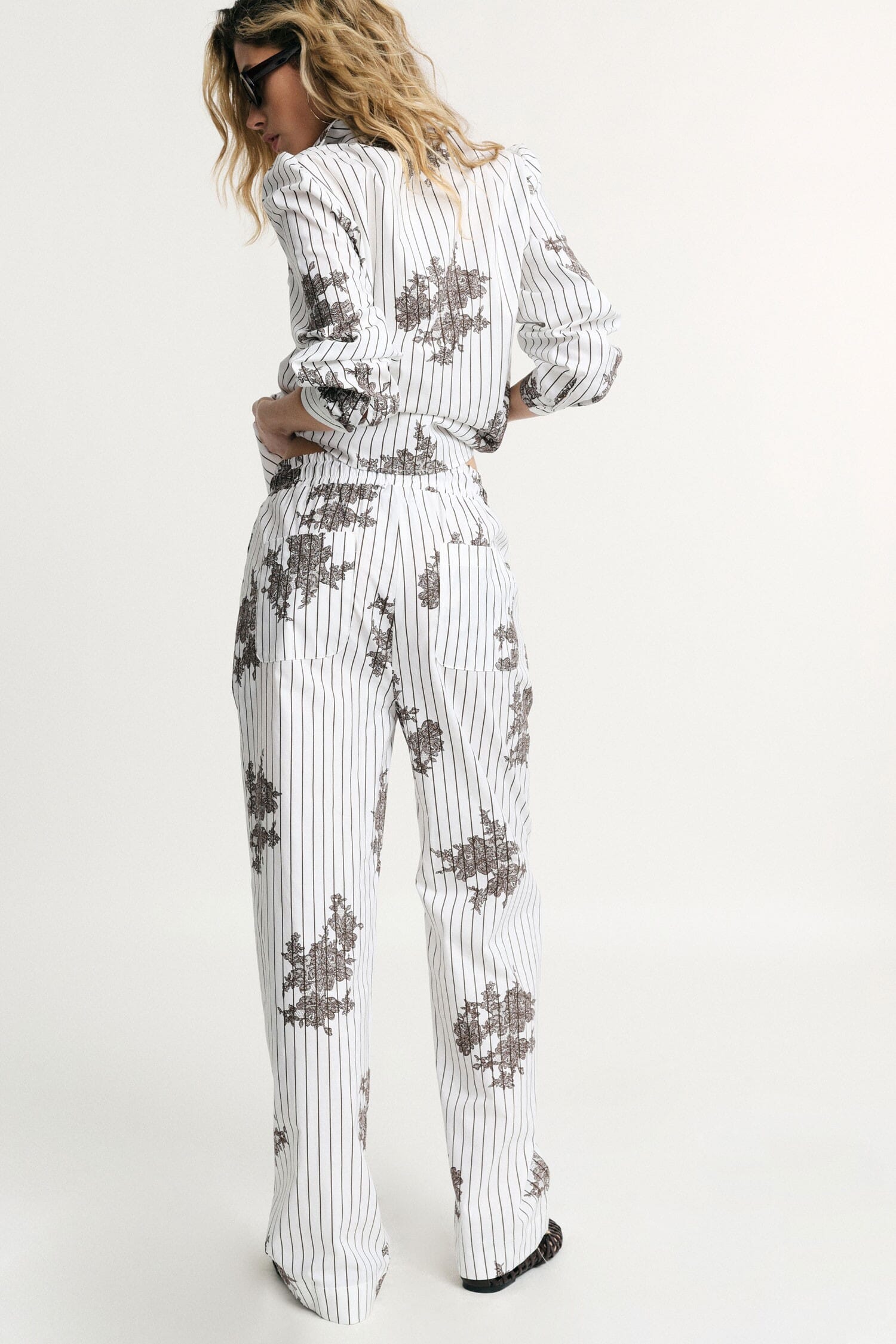 Striped Patterned Palace Trousers With Drawstring Please