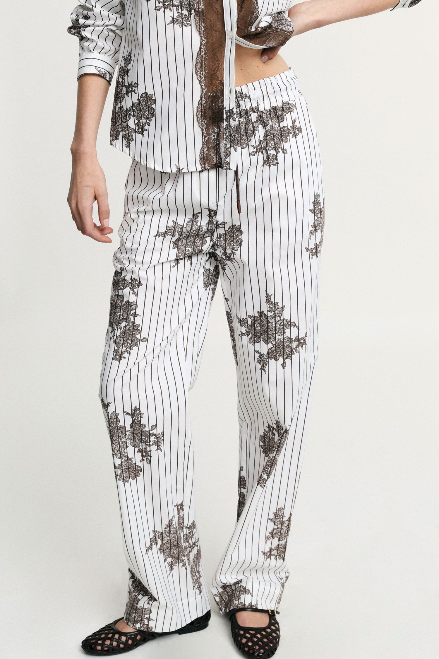 Striped Patterned Palace Trousers With Drawstring Please