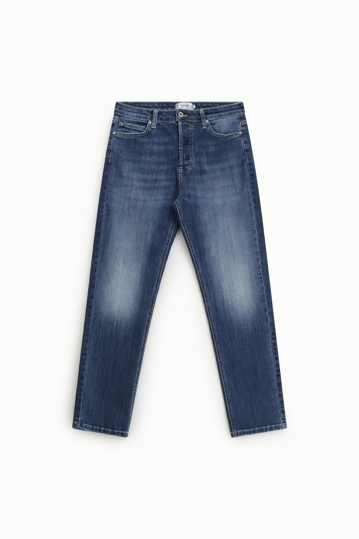 Straight-Leg Jeans High Waist Washed Effect Please
