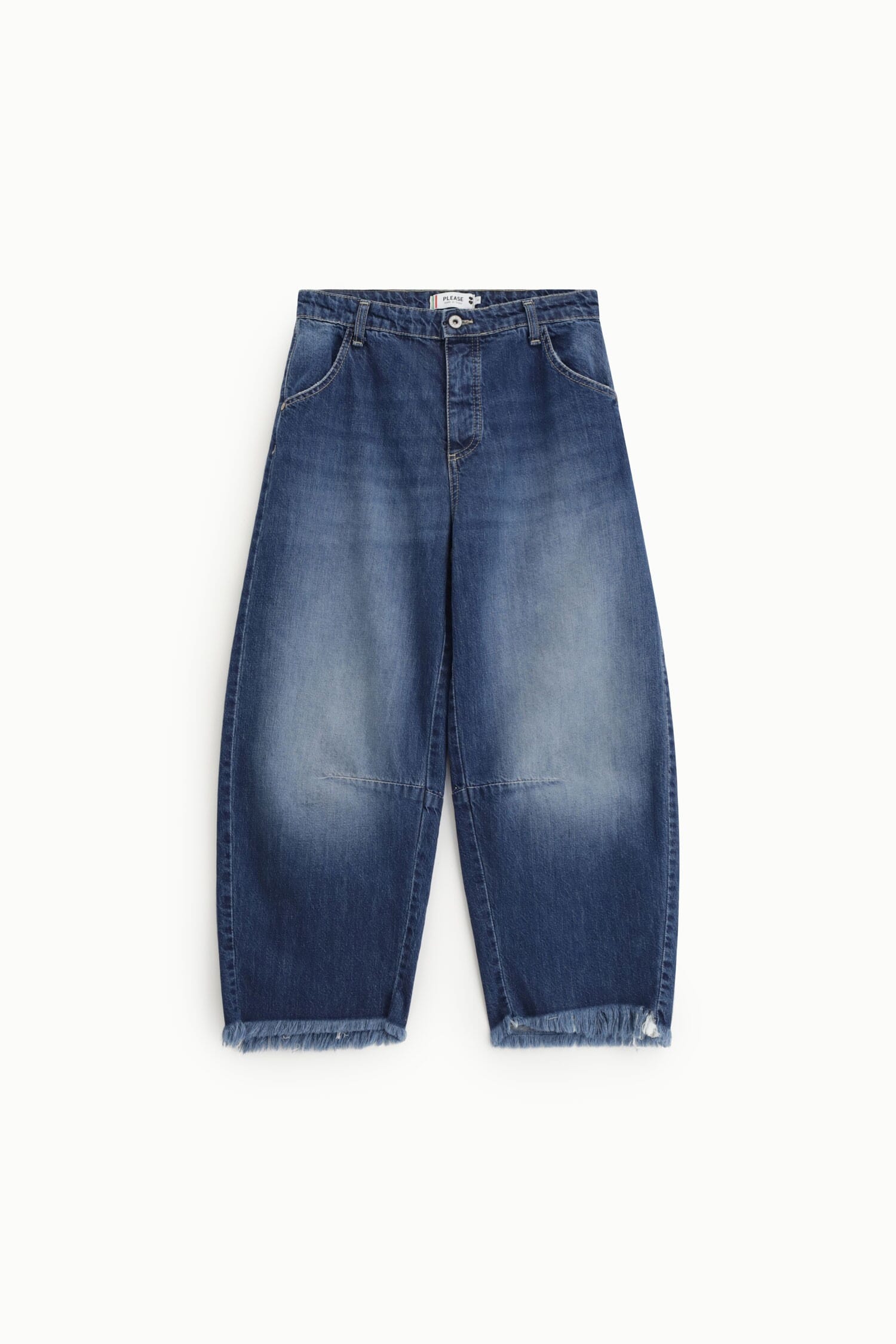 Baloon Fit Jeans With Frayed Bottom Please
