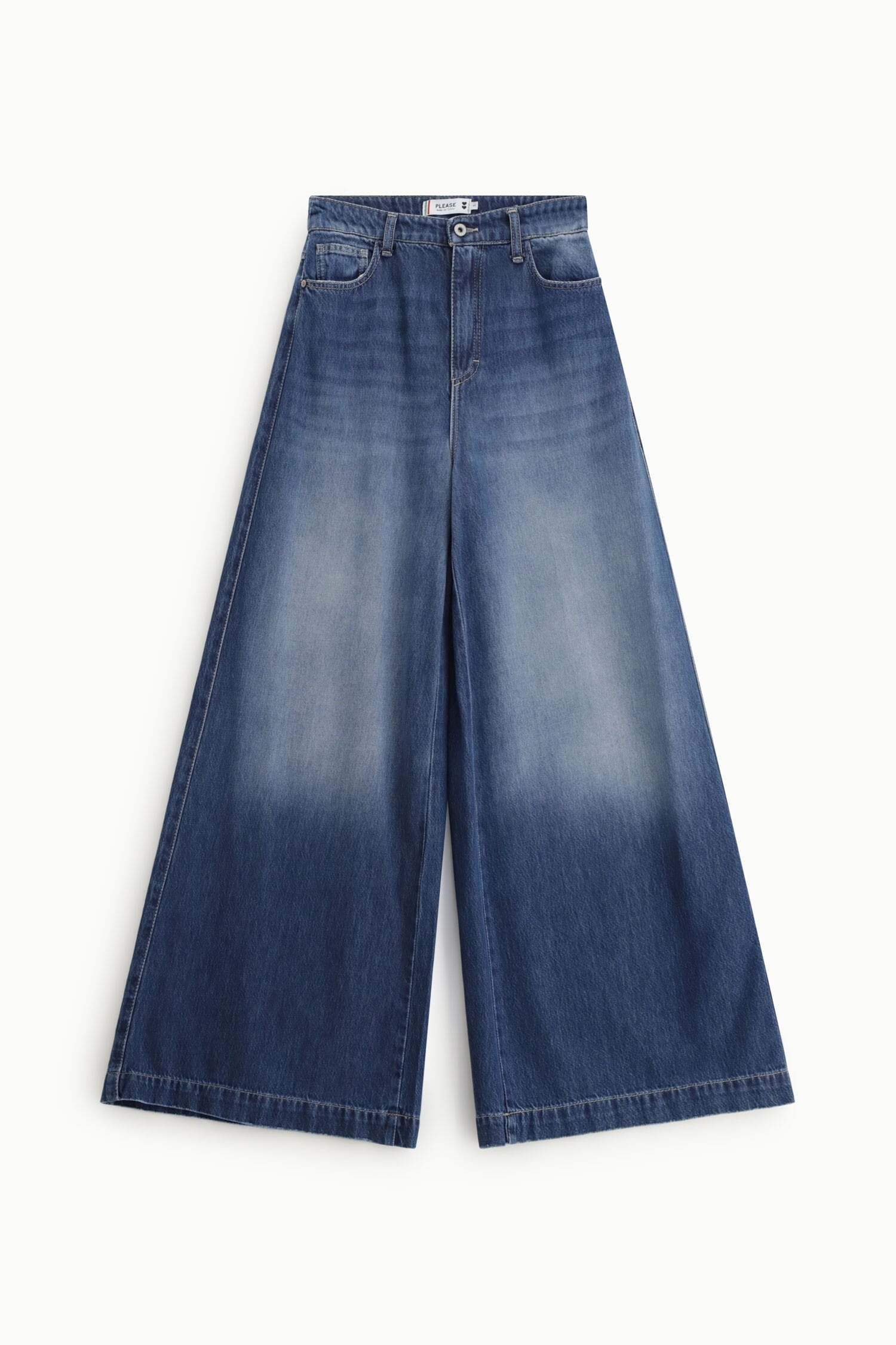 High Waist Wide Leg Jeans Shaded Effect Please