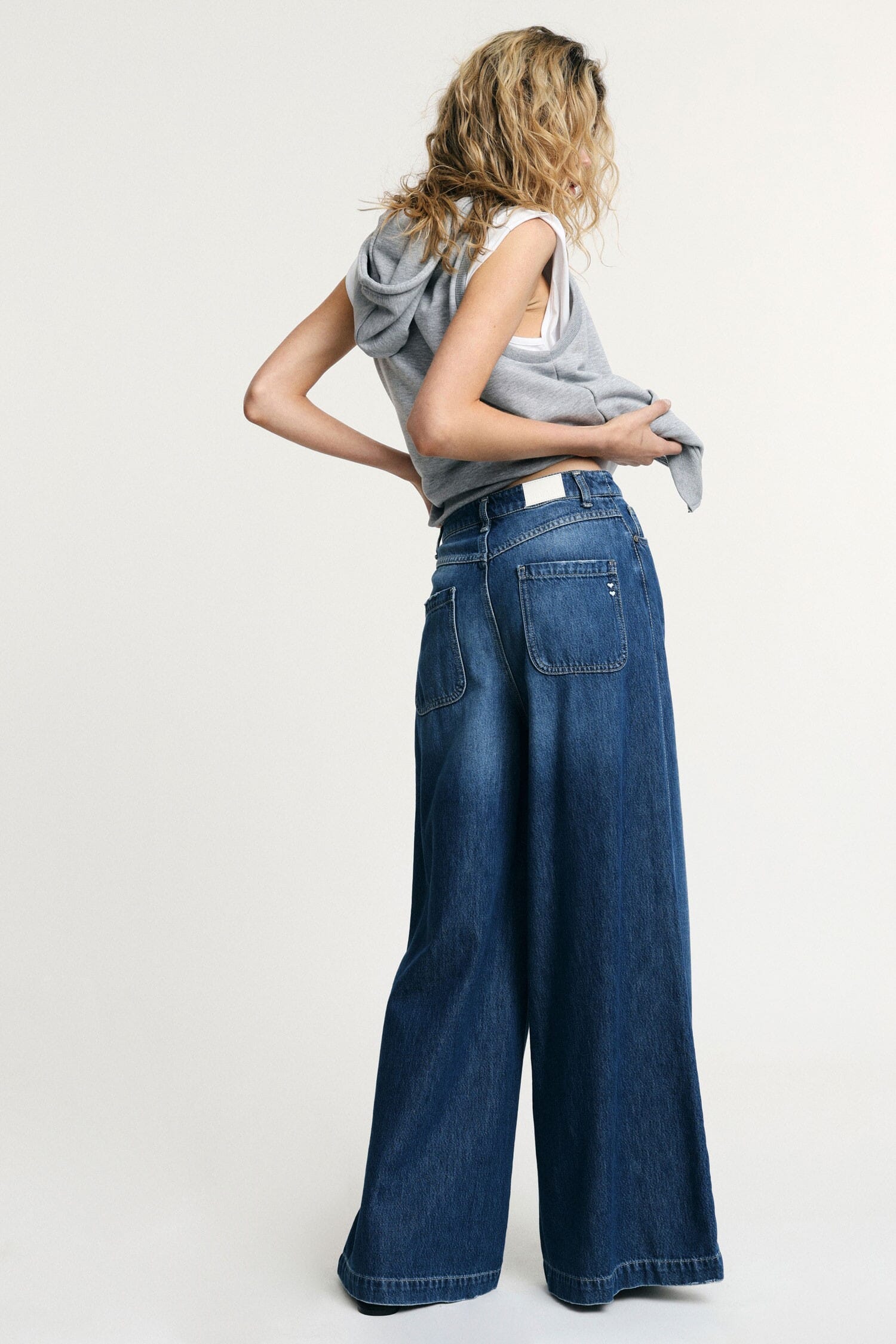 High Waist Wide Leg Jeans Shaded Effect Please