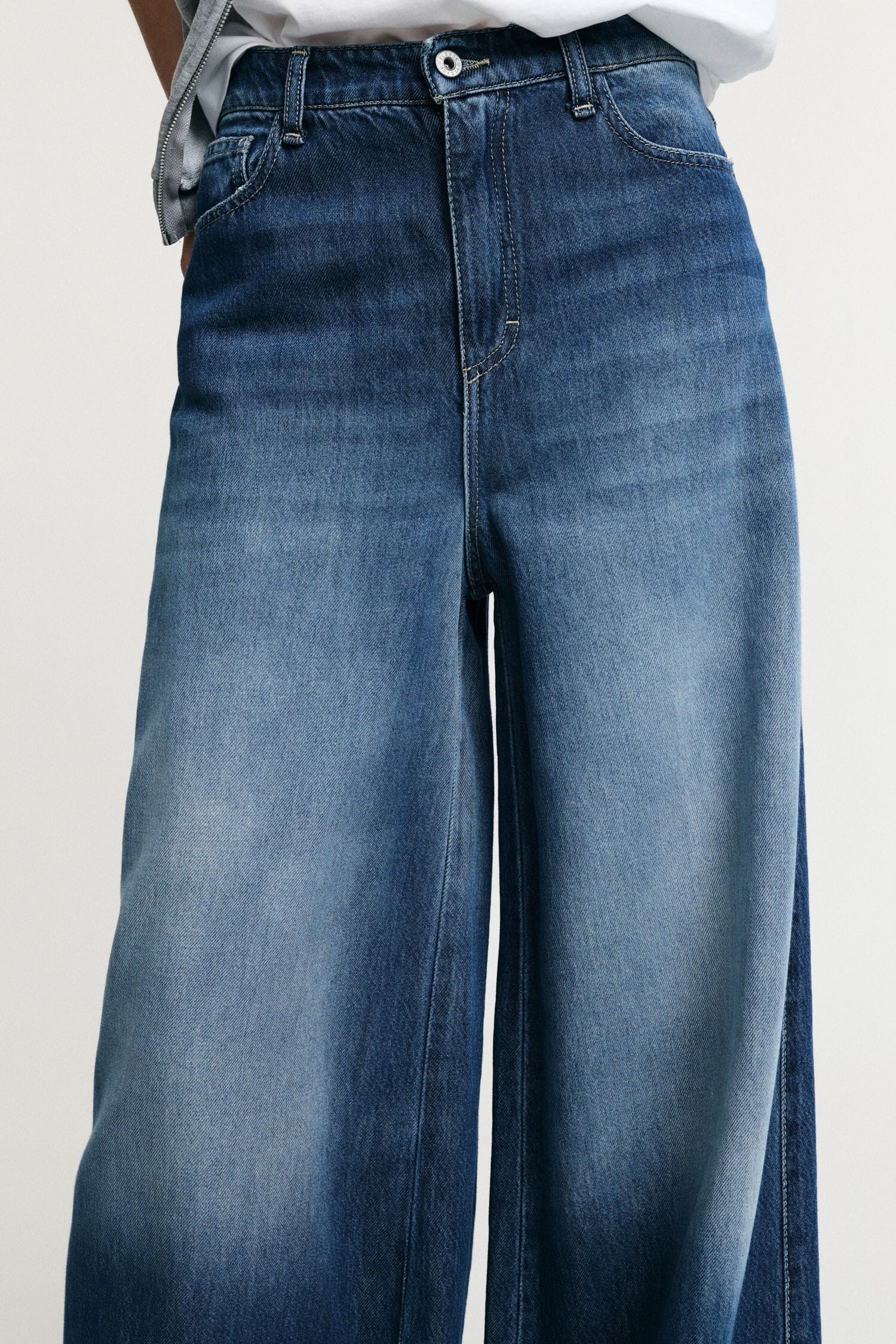 High Waist Wide Leg Jeans Shaded Effect Please