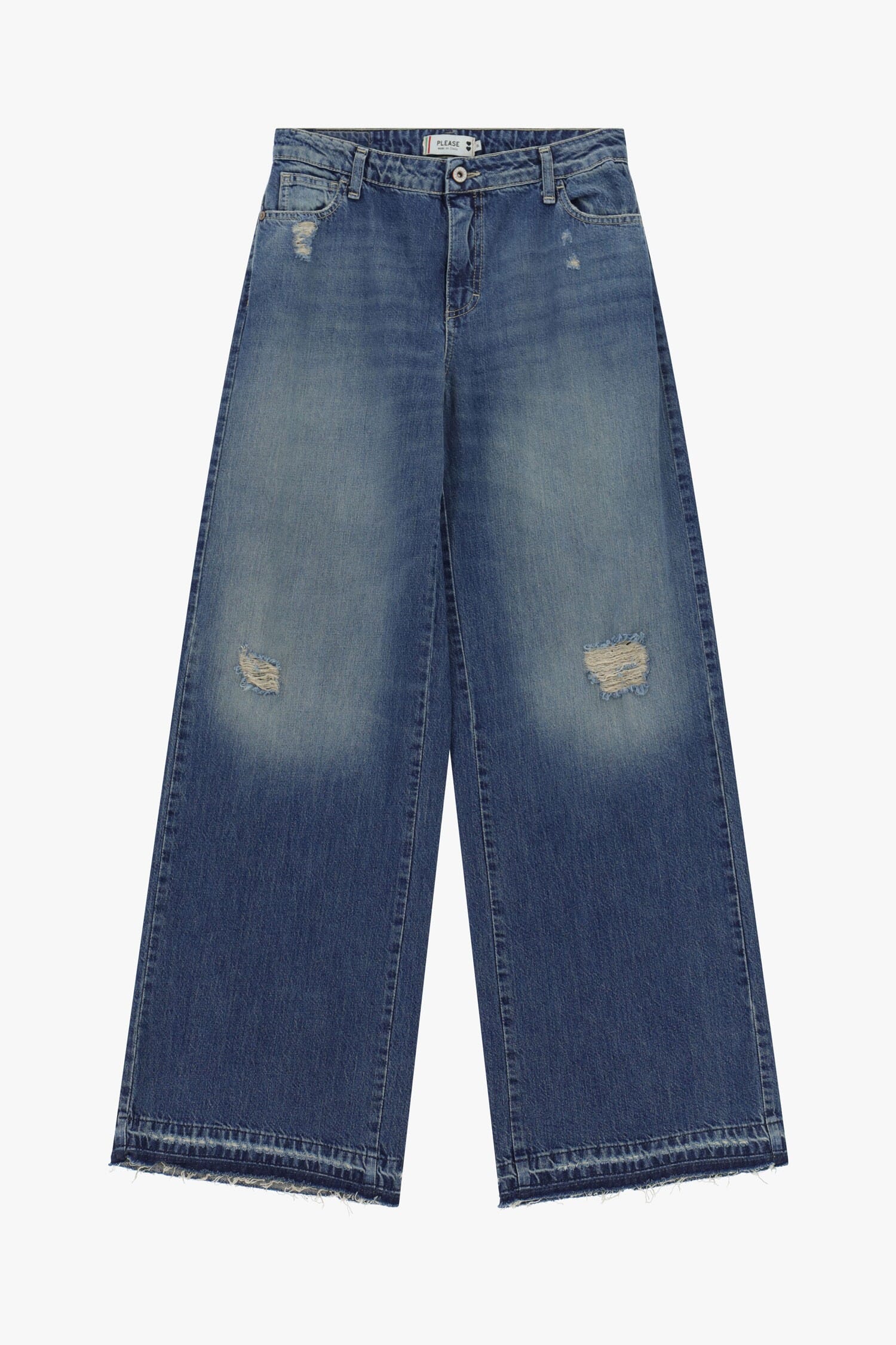Wide Leg Jeans With Tissue Effect Details Please