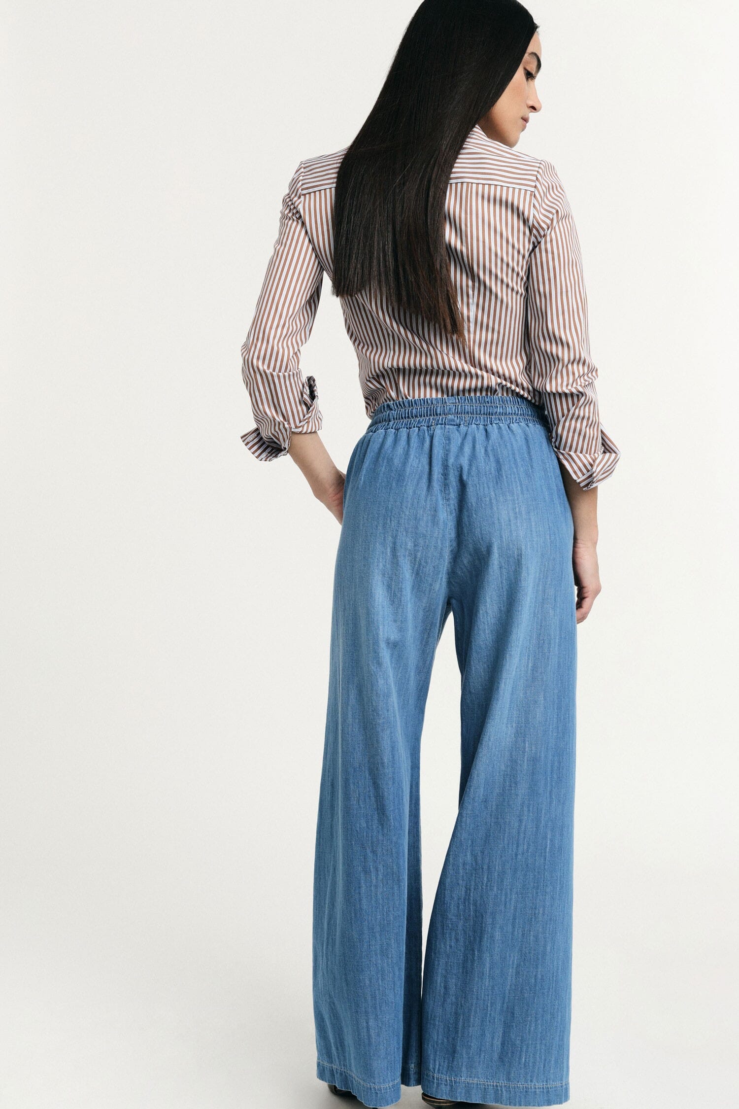 Jeans A Gamba Ampia Con Vita Alta Elasticizzata Please